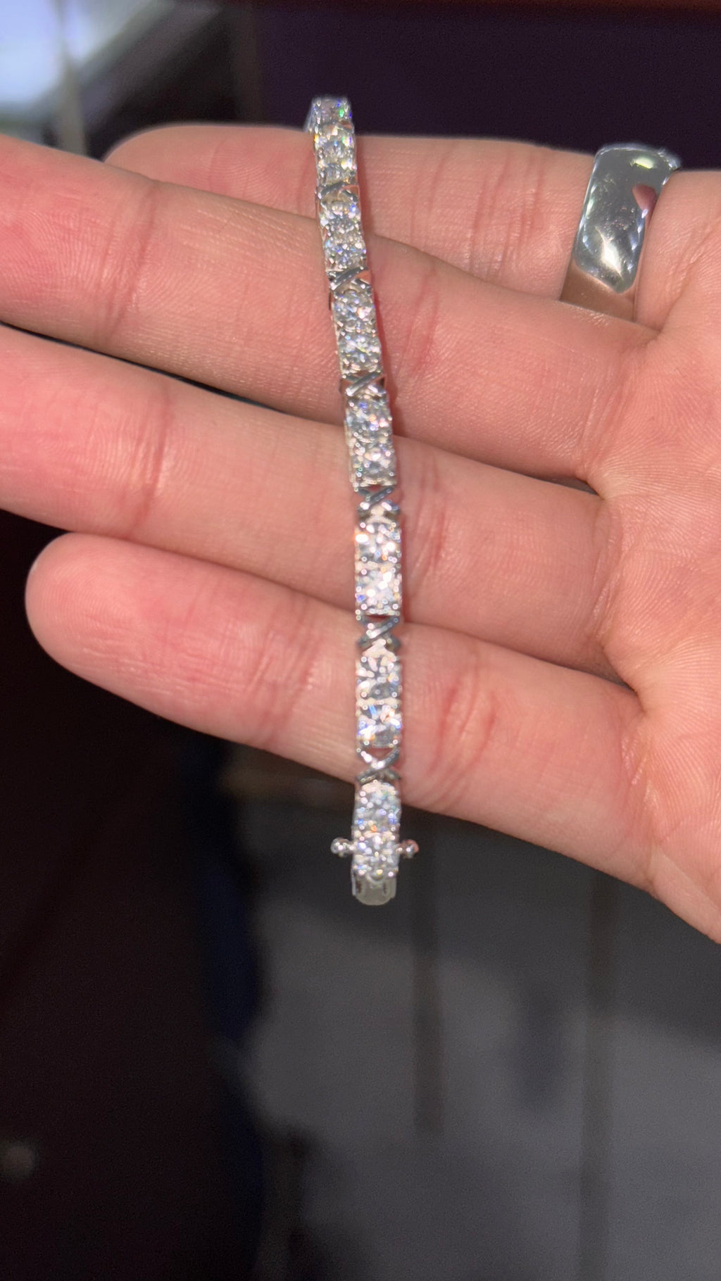 Pulso Tennis X Moissanita Plata.925