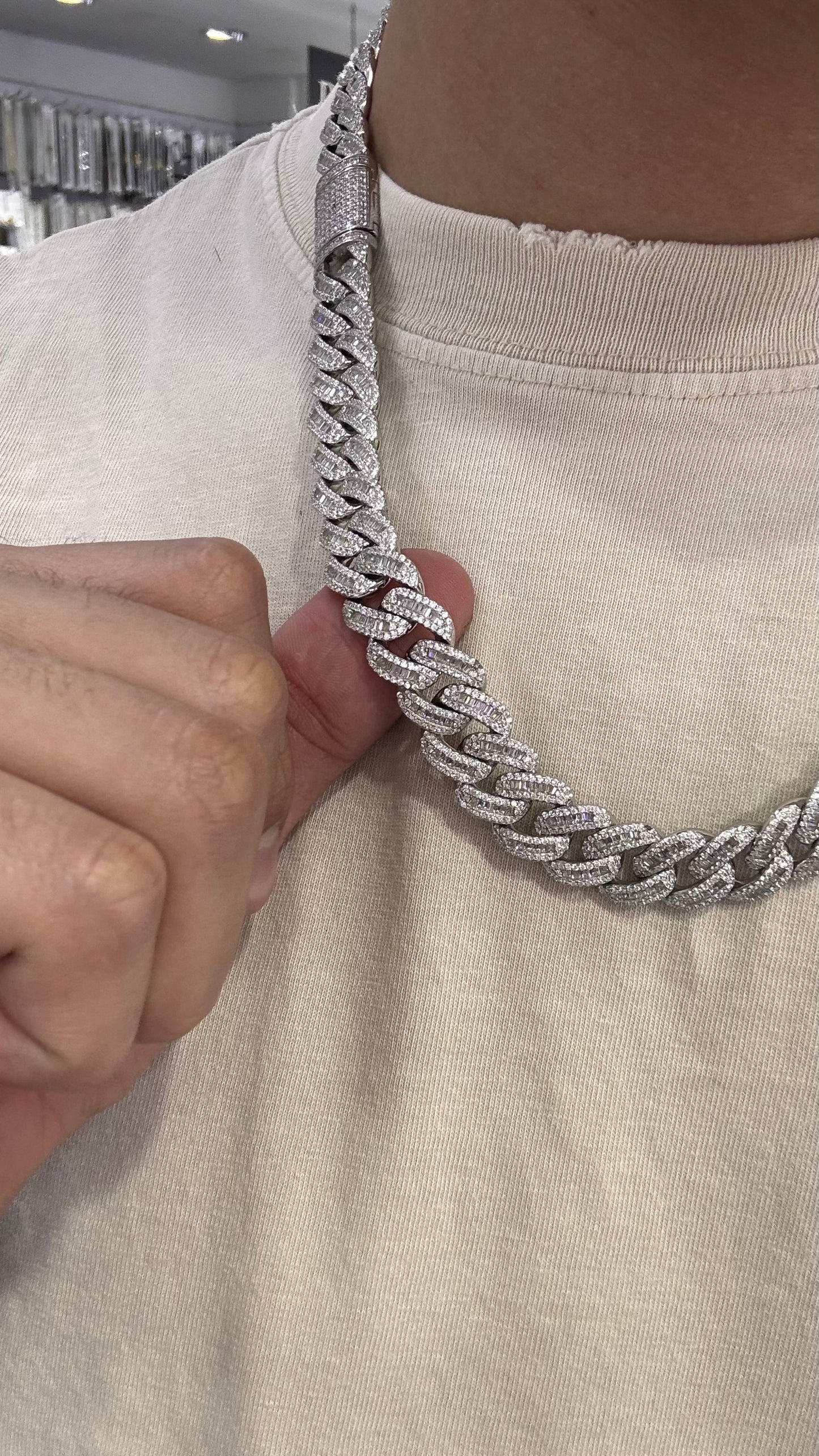 Cadena Miami Baguette Plata.925