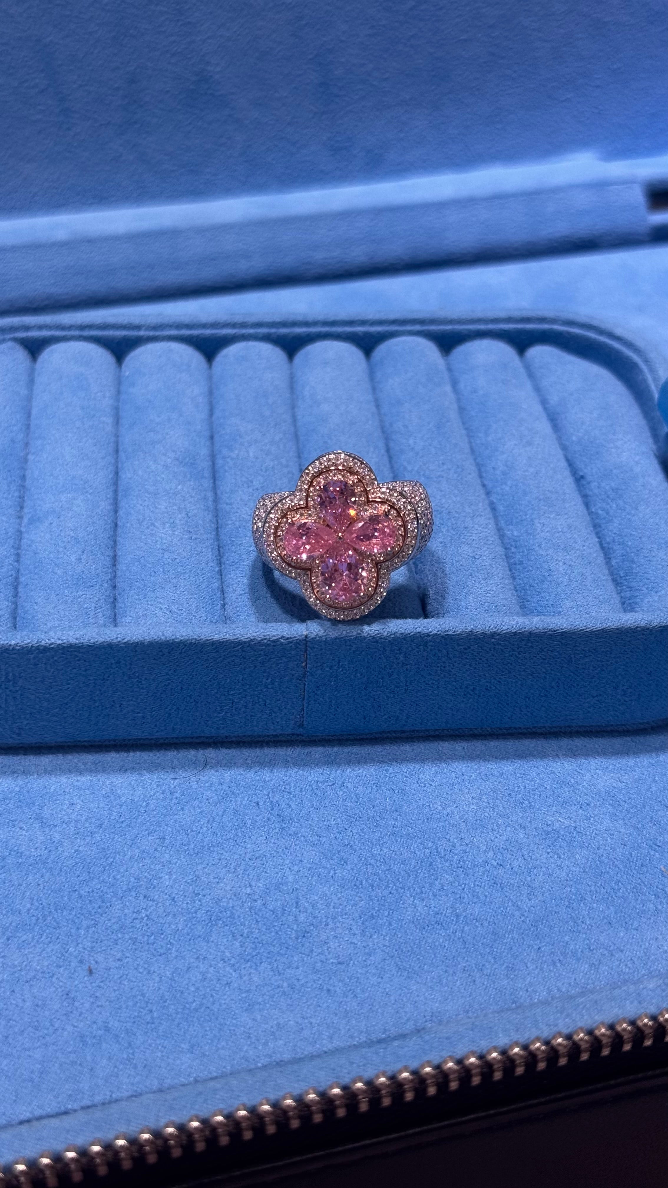 Anillos Trébol Moissanita Plata.925