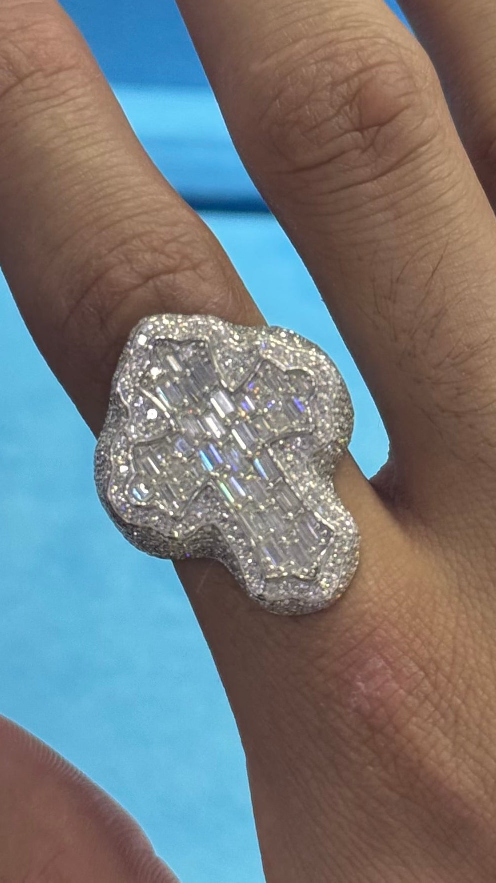 Anillos Cruz Moissanita Plata.925