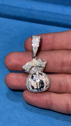 Dije Bolsa de Cash Moissanita Plata.925