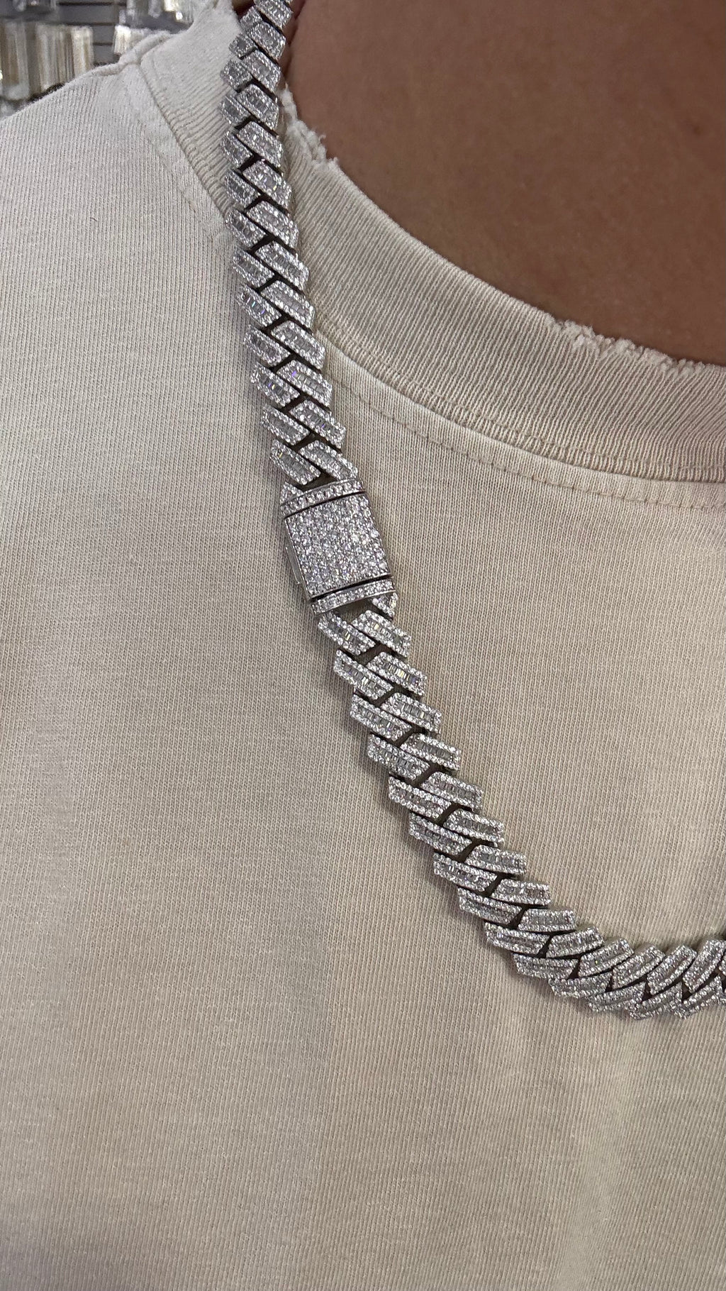 Silver baguette chain.925