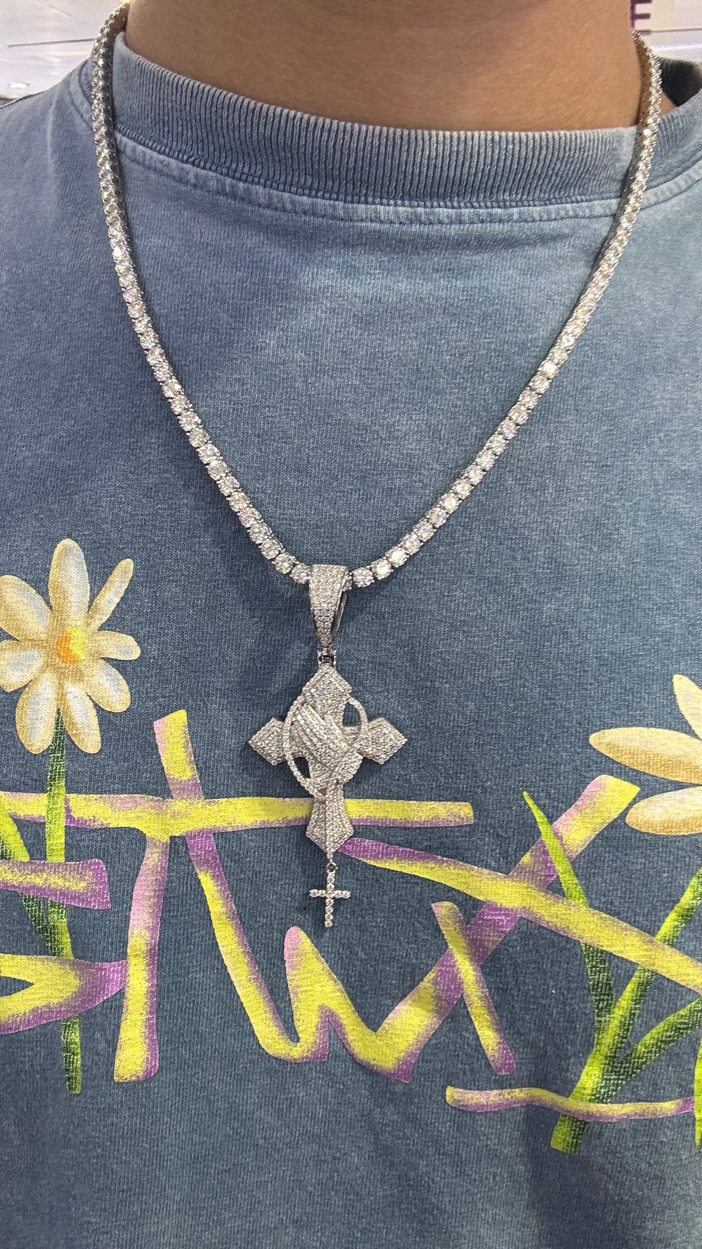 Dije Cruz Moissanita Plata.925