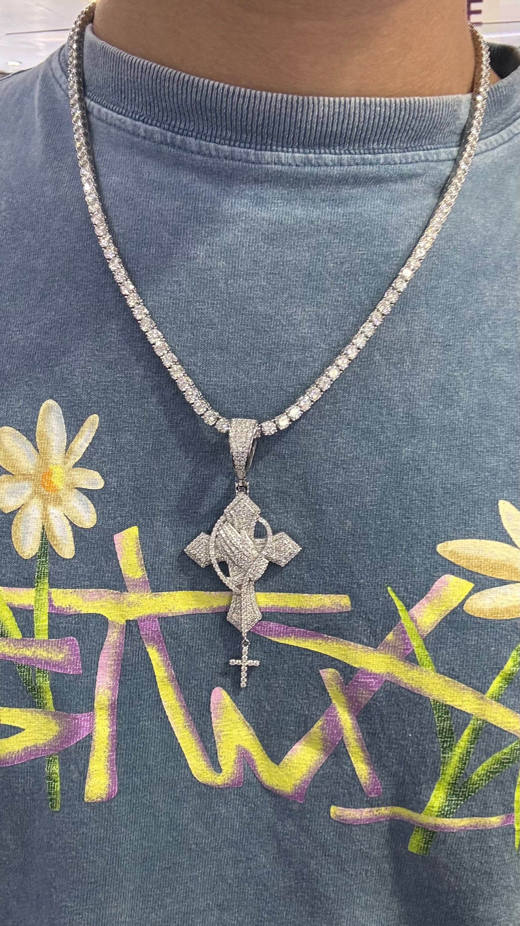 Dije Cruz Moissanita Plata.925