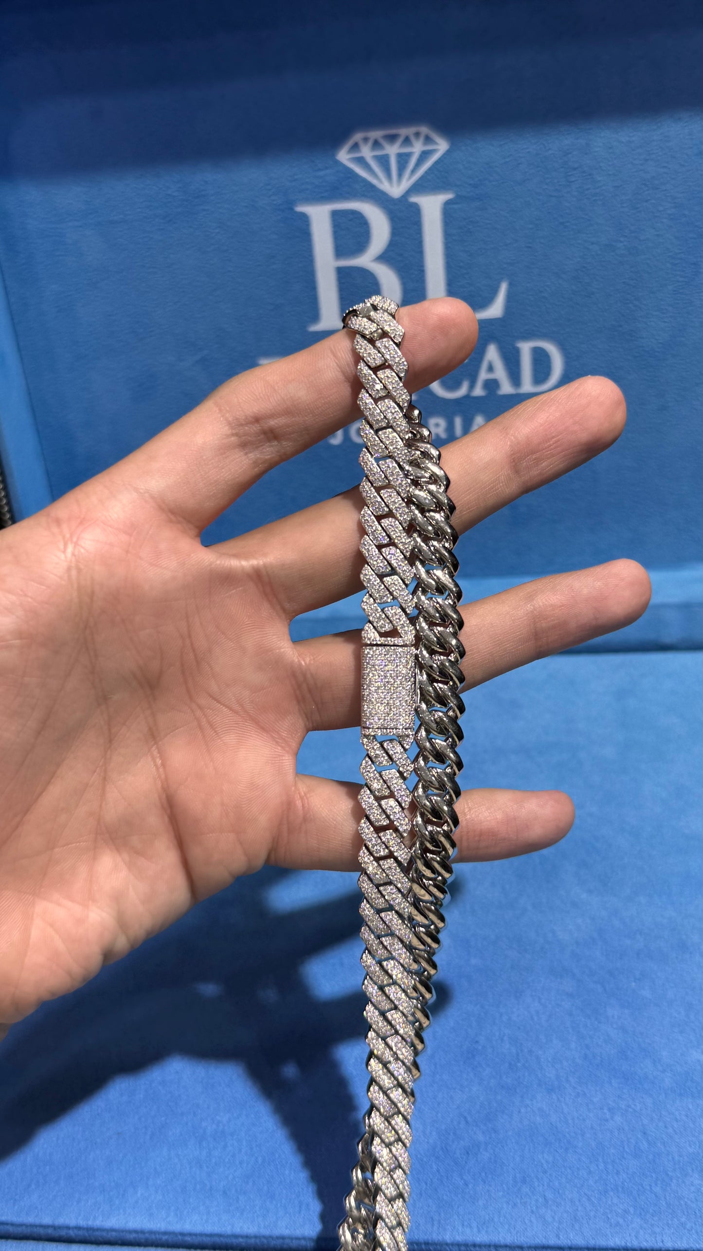 Cadena Miami Moissanita Plata.925