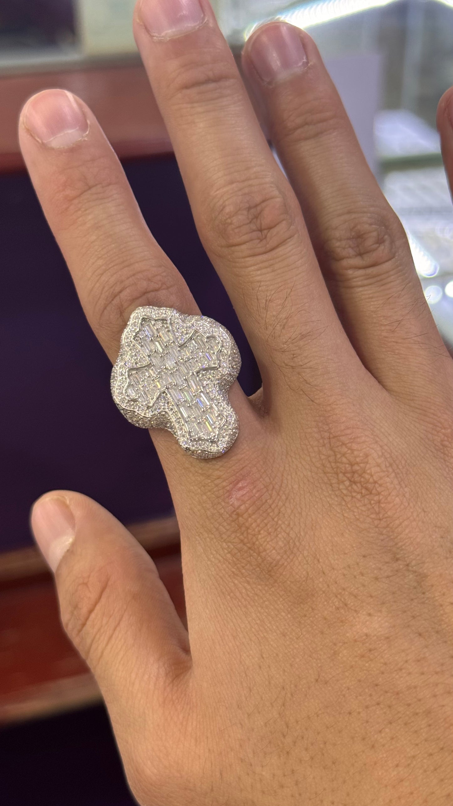 Anillos Cruz Moissanita Plata.925