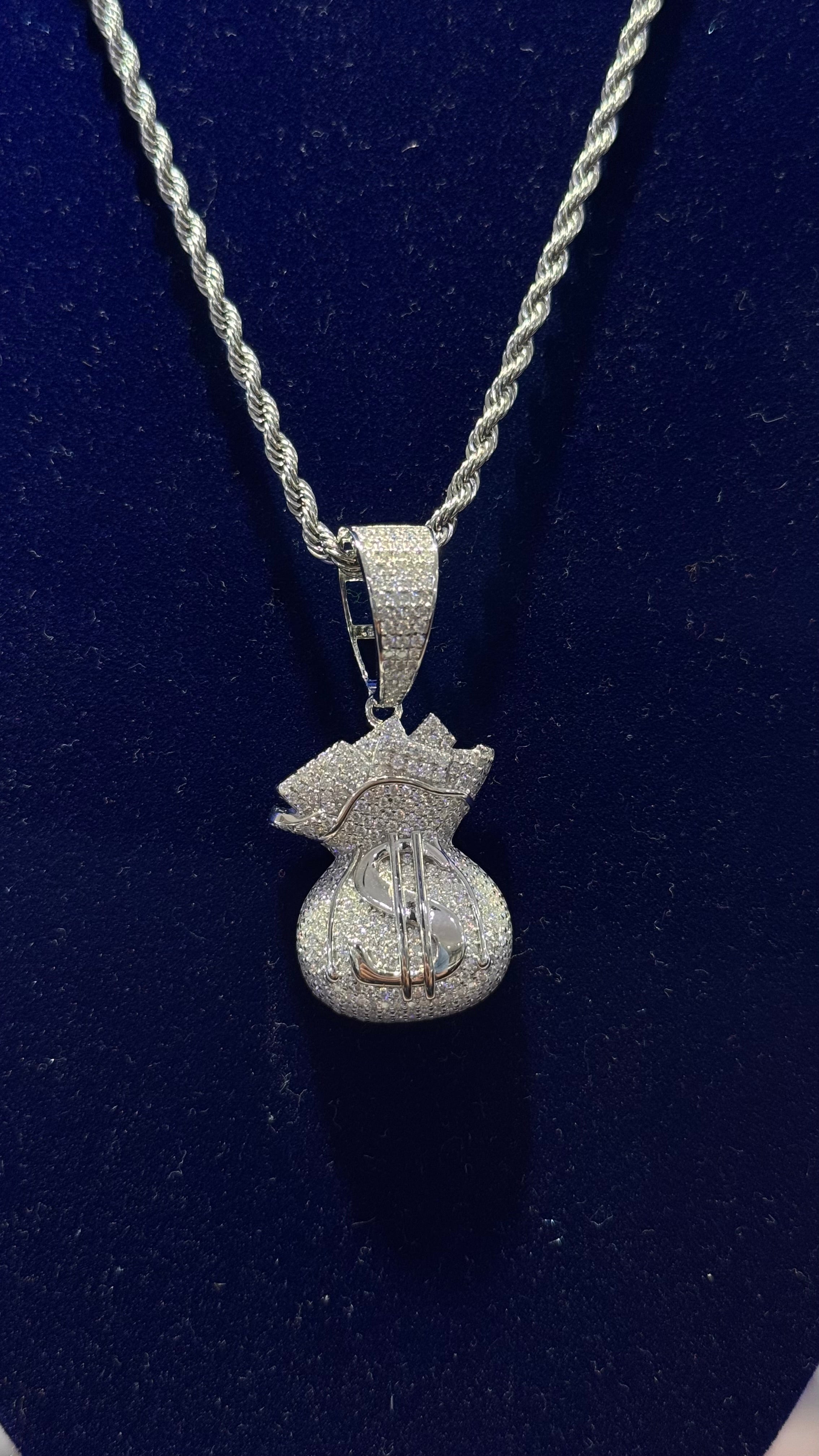 Dije Bolsa de Cash Moissanita Plata.925