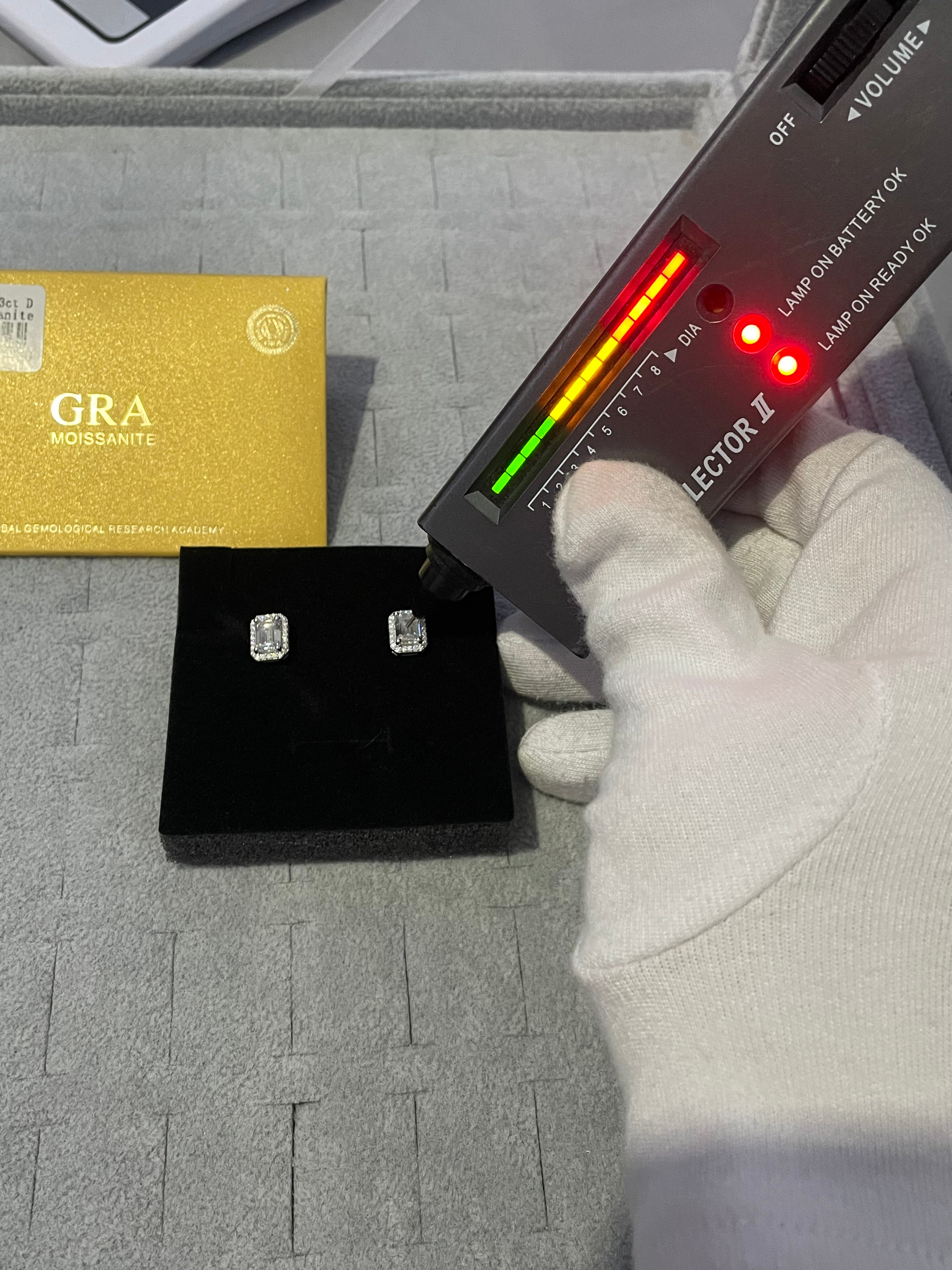 Moissanite baguette earrings