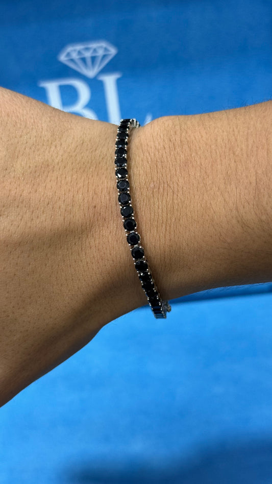 Pulso Tennis Black Plata.925