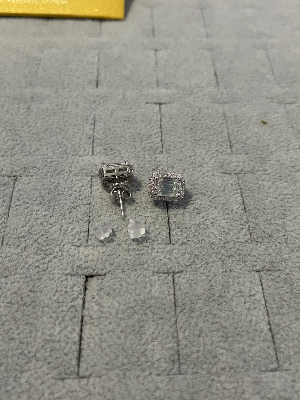 Moissanite baguette earrings