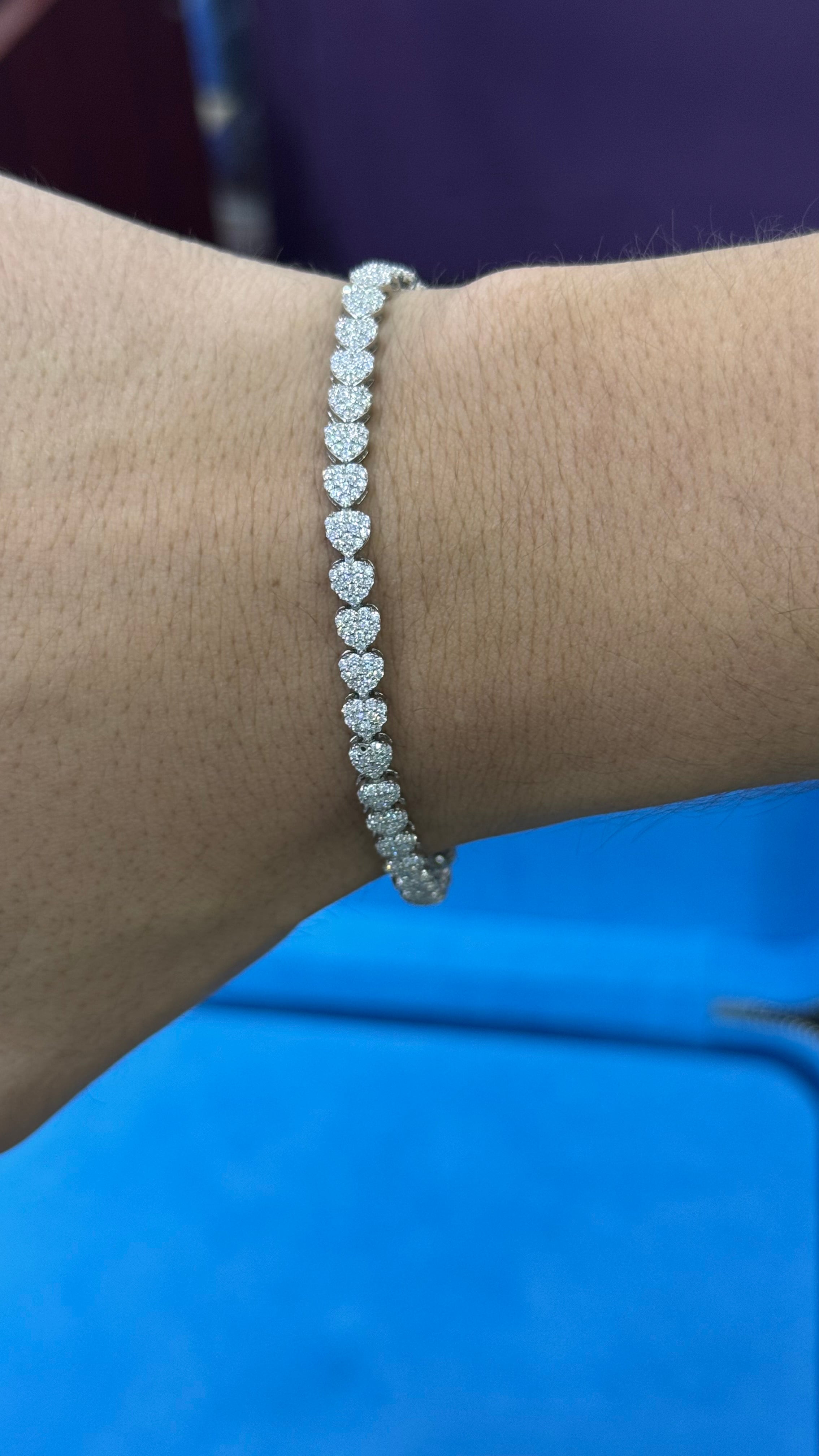 Pulso de corazones Moissanita Plata.925