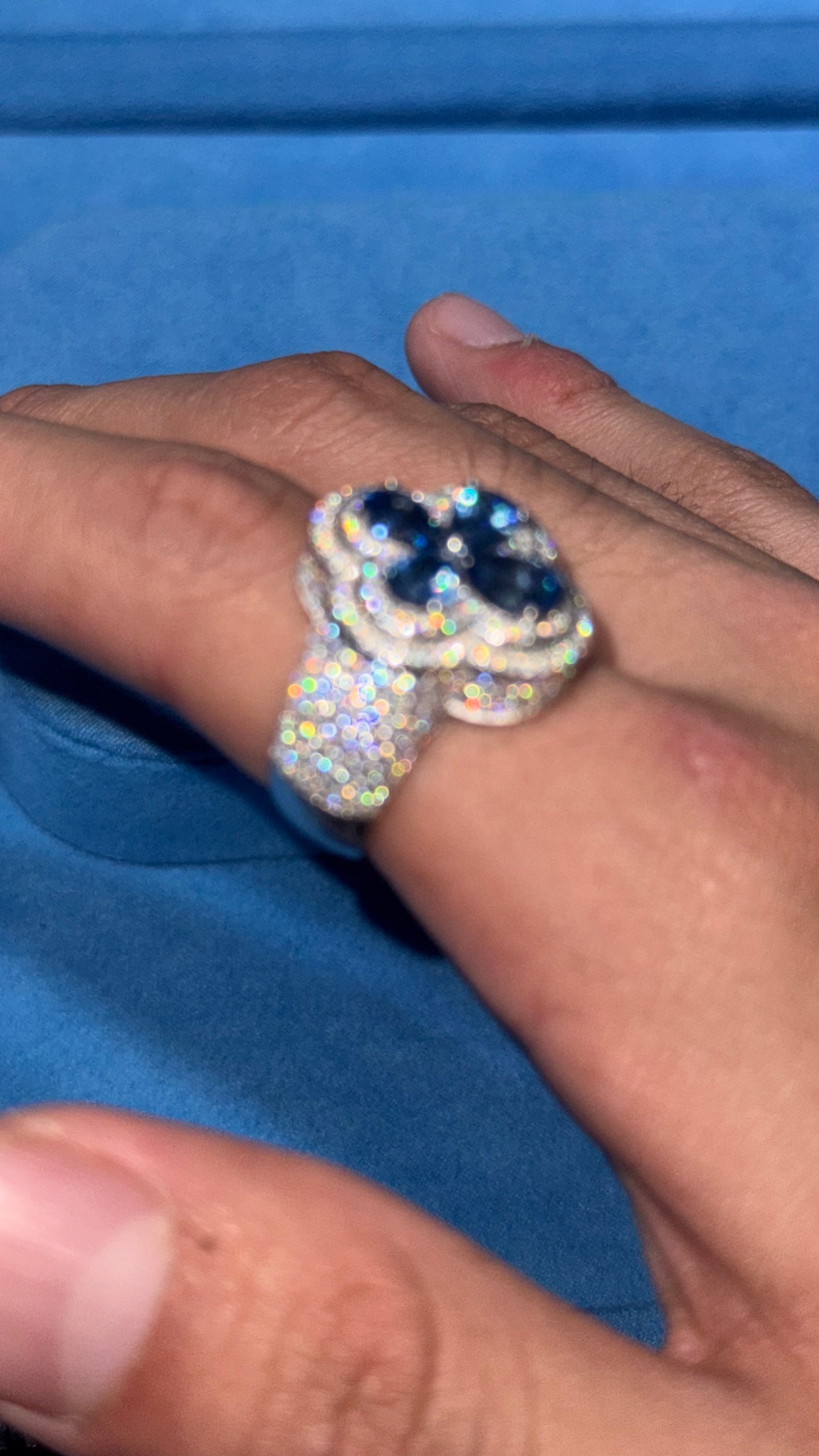 Anillo Trébol Moissanita Plata.925