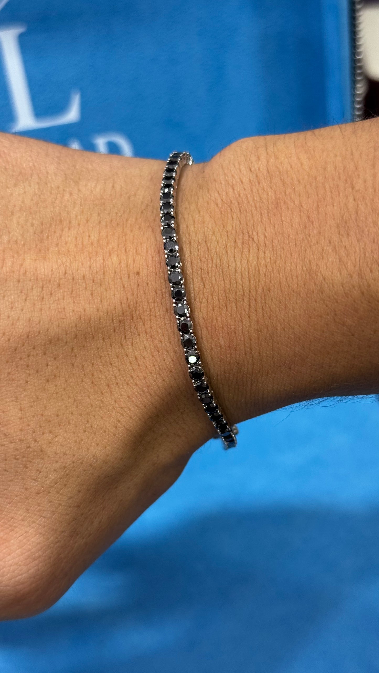 Pulso Tennis Black Moissanita Plata.925