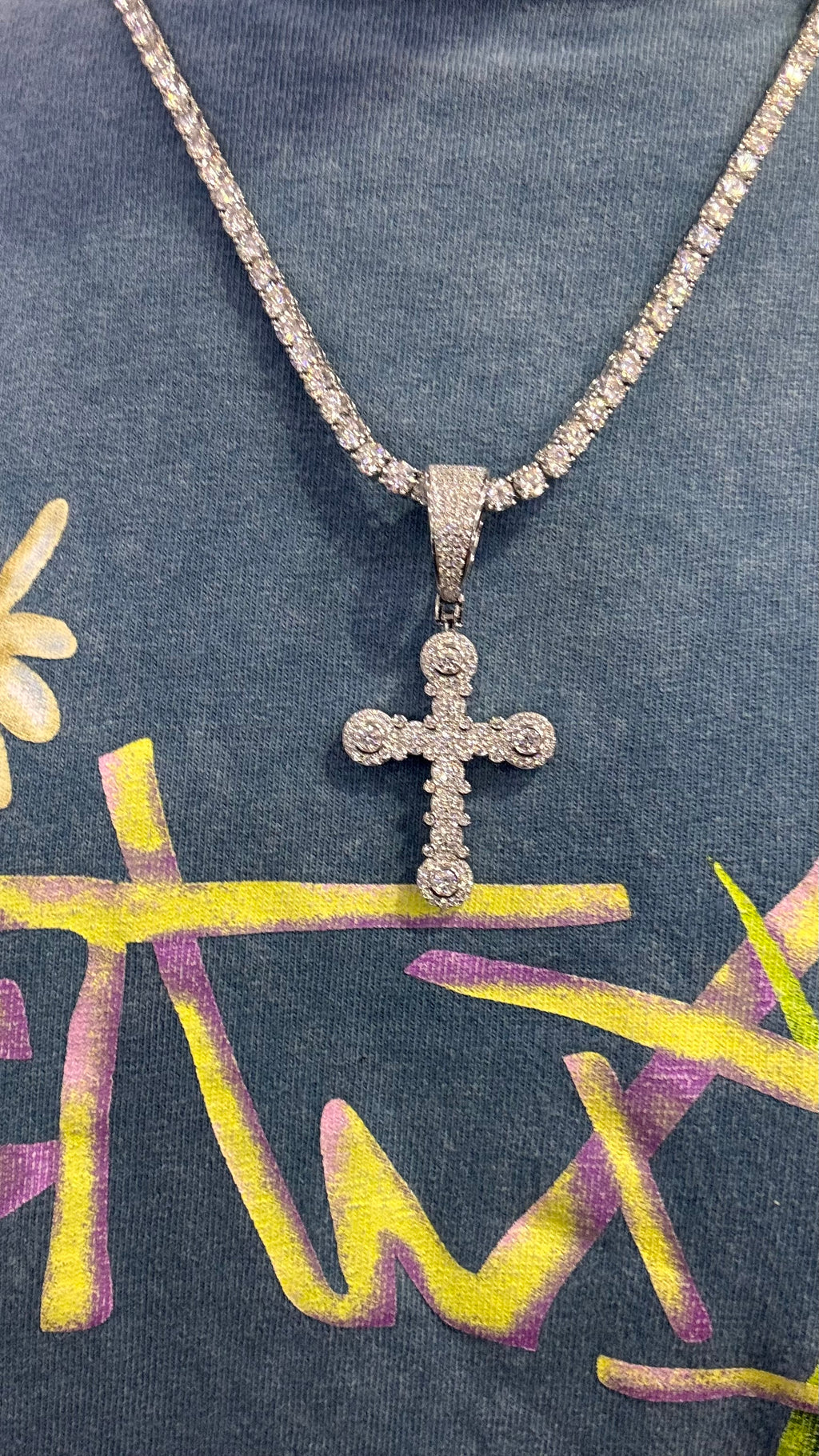 Dije Cruz Moissanita Plata.925