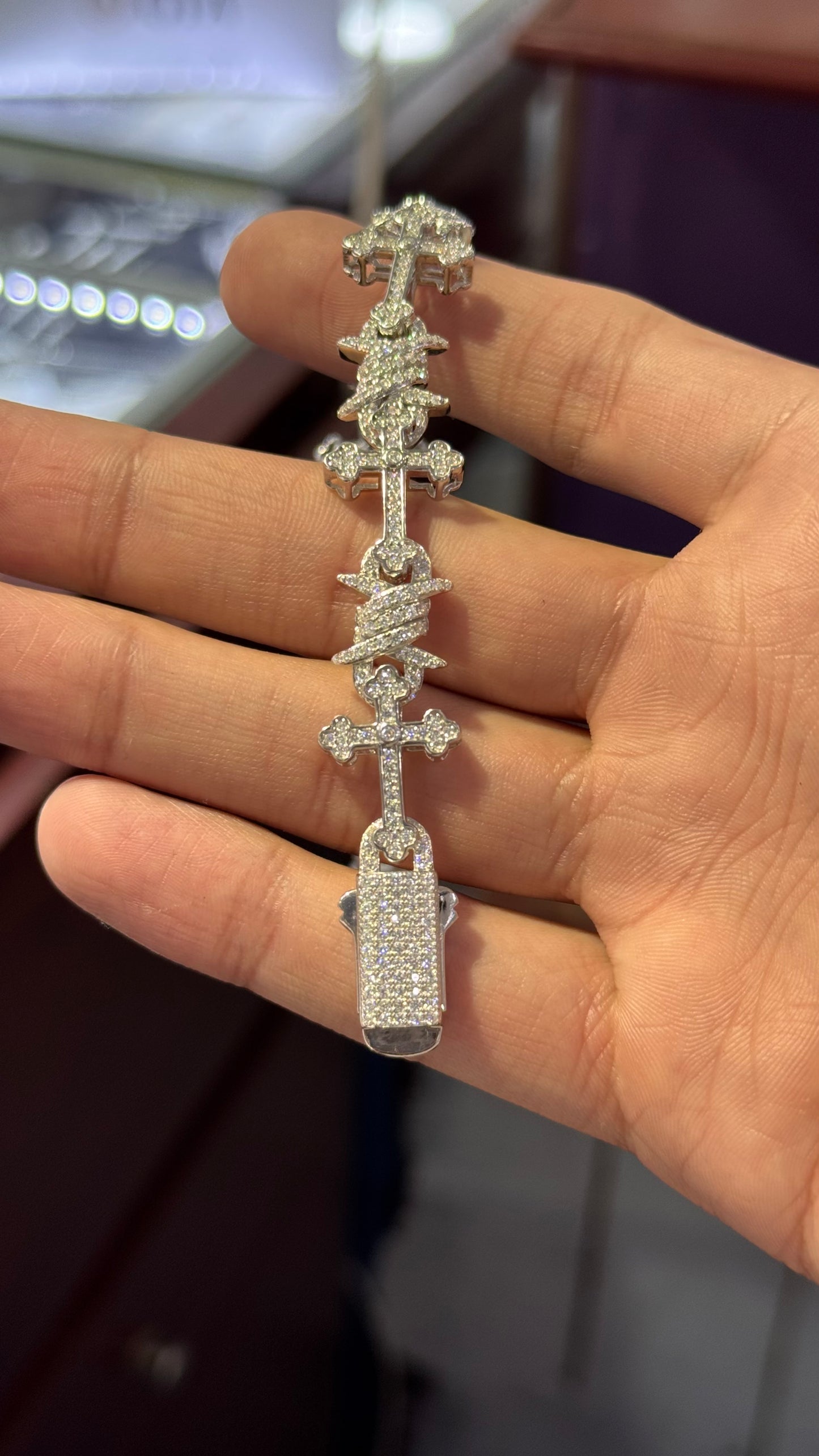 Pulso CrucSpin Moissanita Plata.925