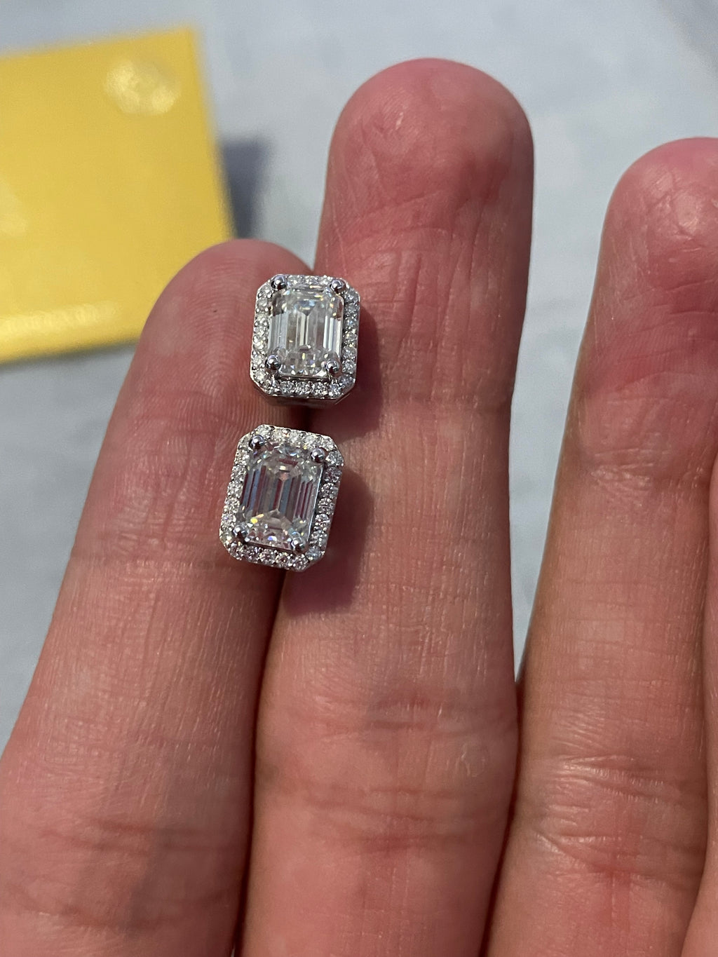 Moissanite baguette earrings