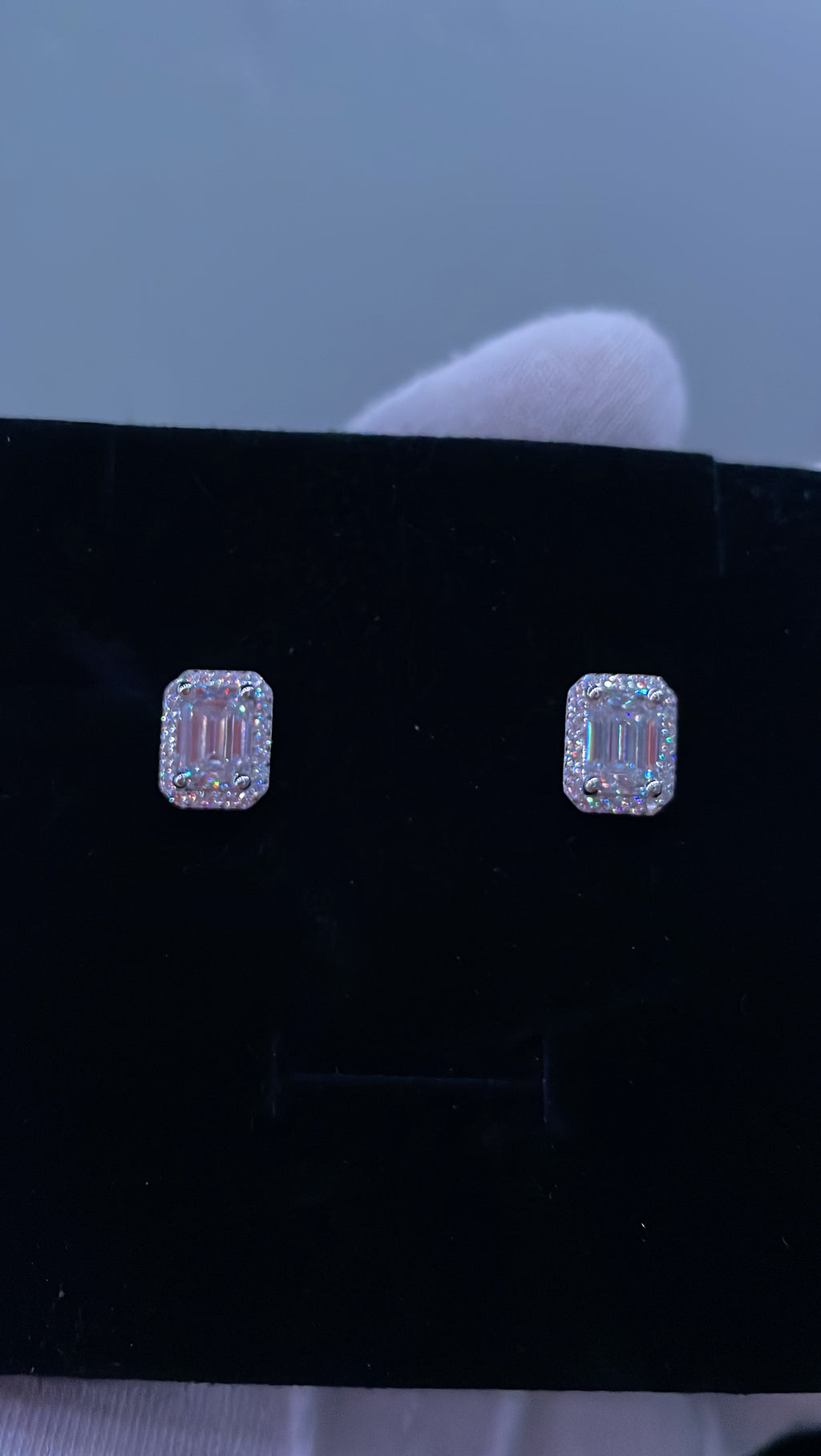 Moissanite baguette earrings