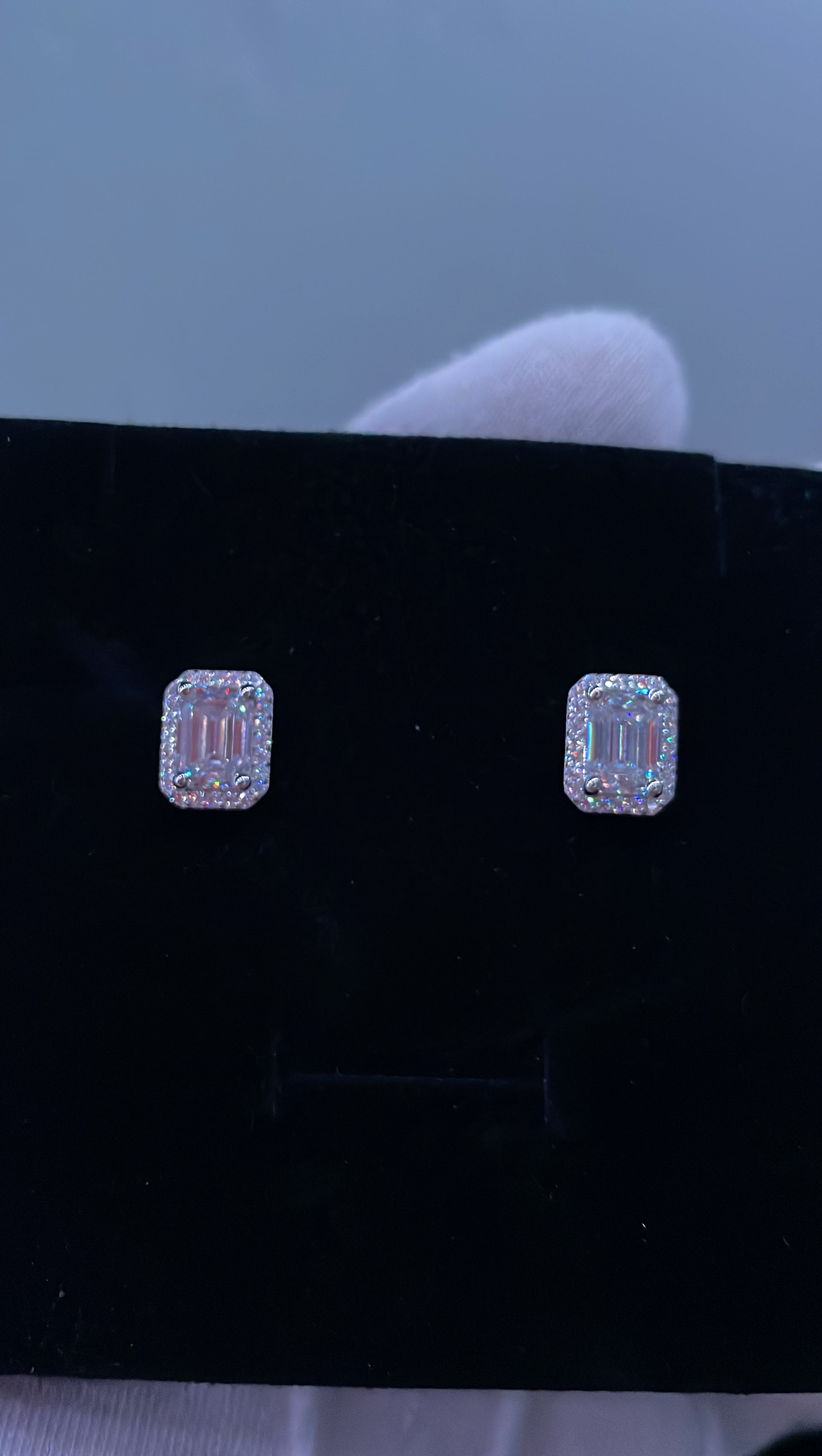 Moissanite baguette earrings