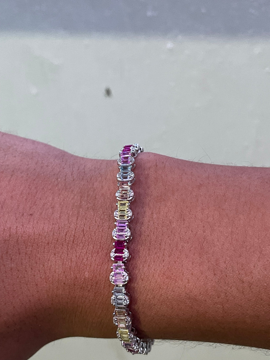 Pulso Baguette Arcoiris Plata.925