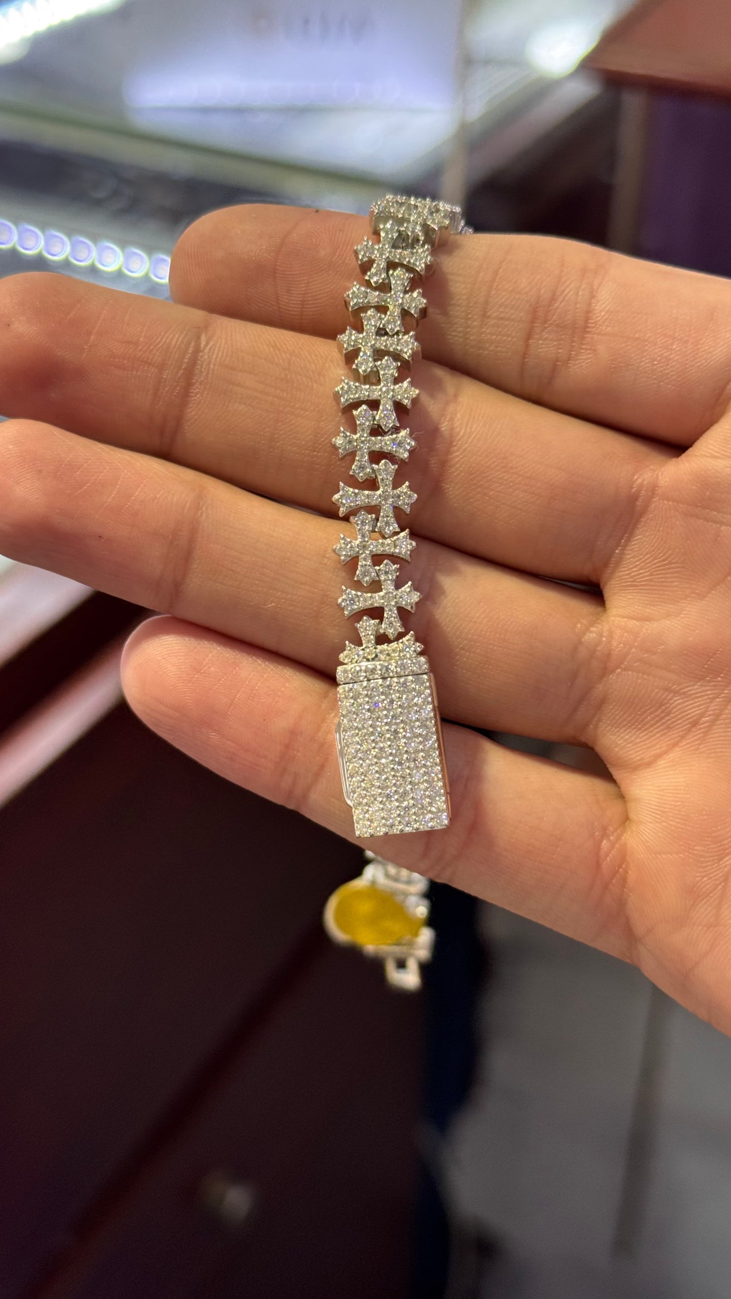 Pulso Cruces Moissanita Plata.925