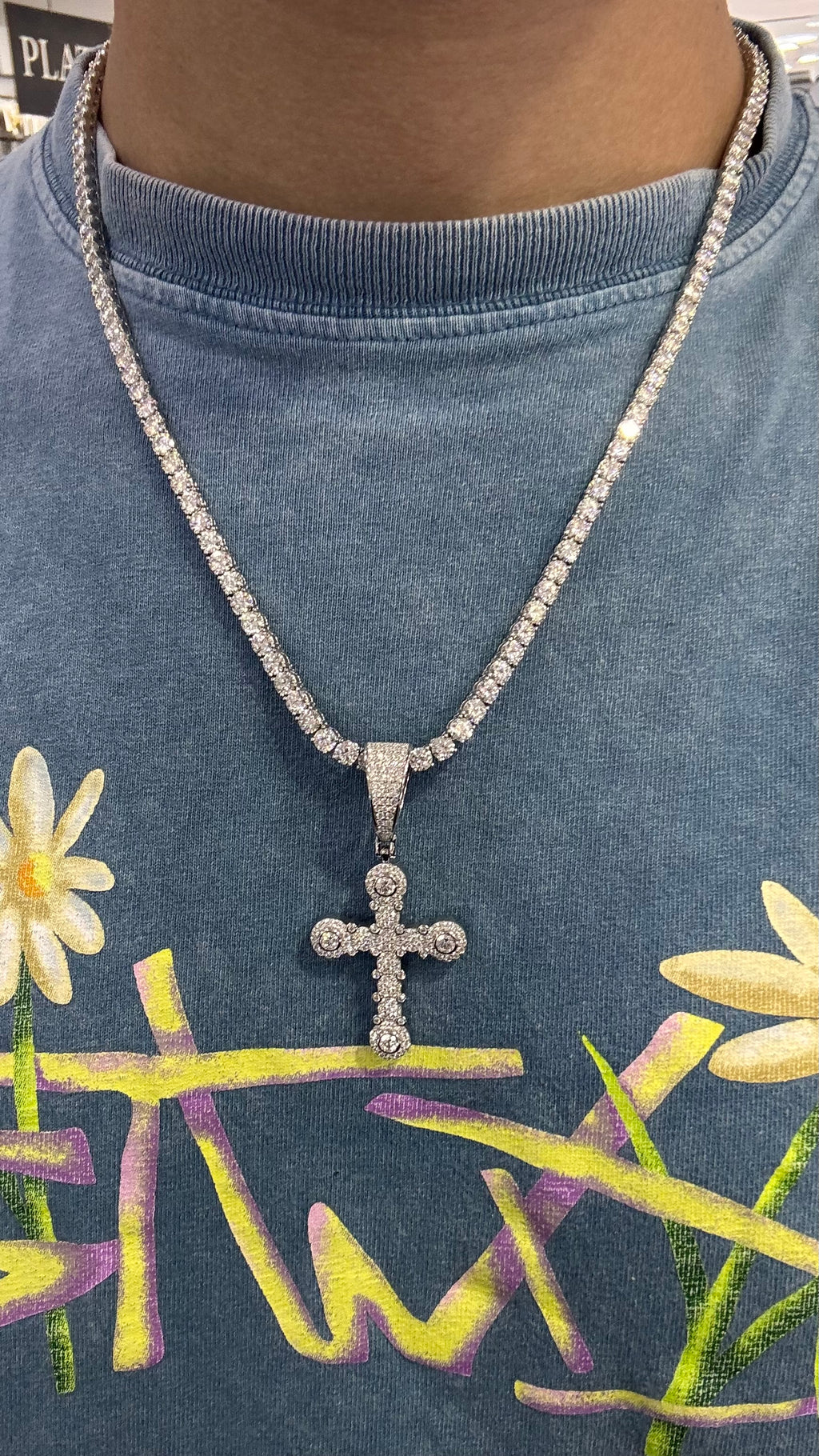 Dije Cruz Moissanita Plata.925