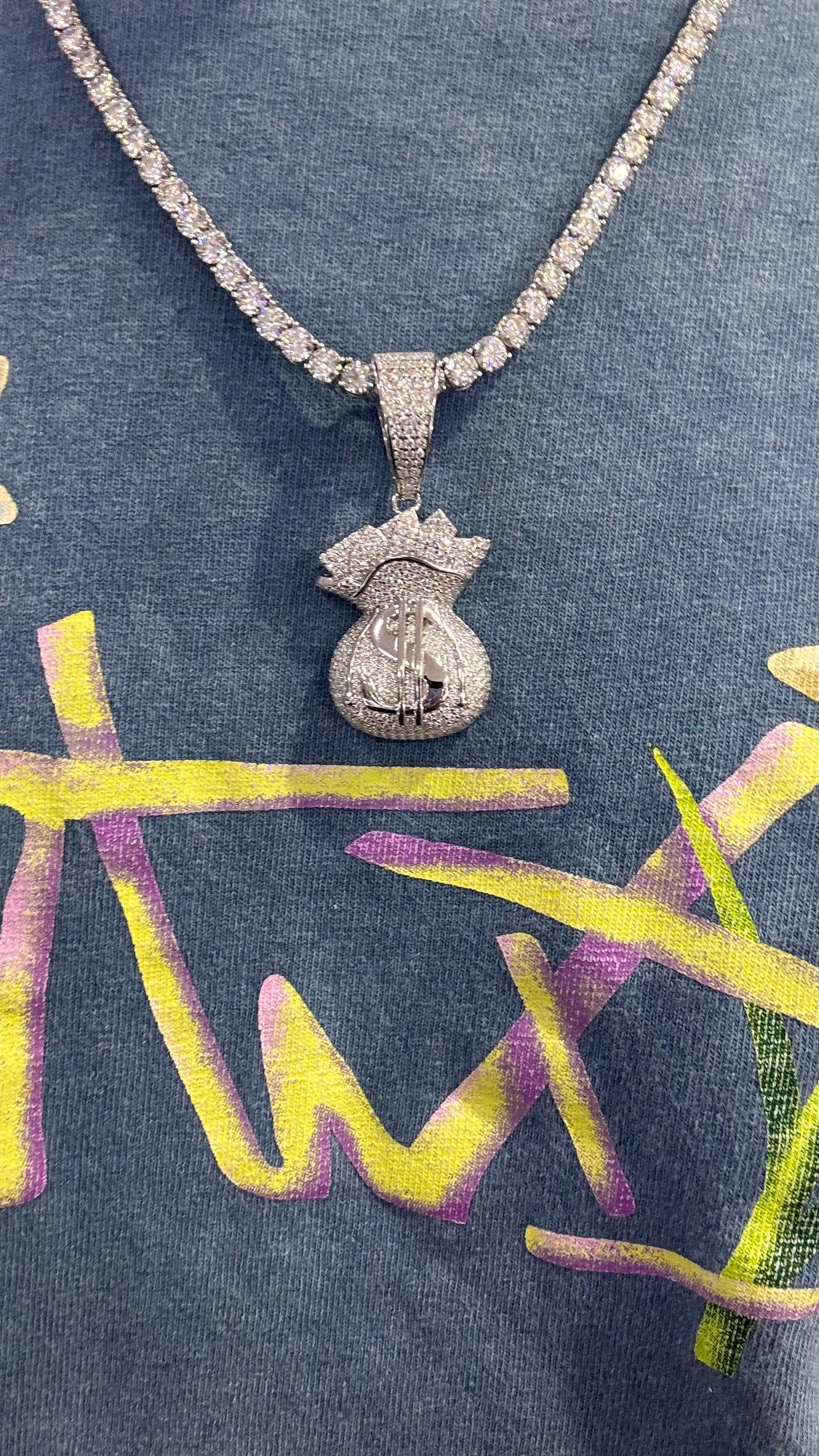 Dije Bolsa de Cash Moissanita Plata.925