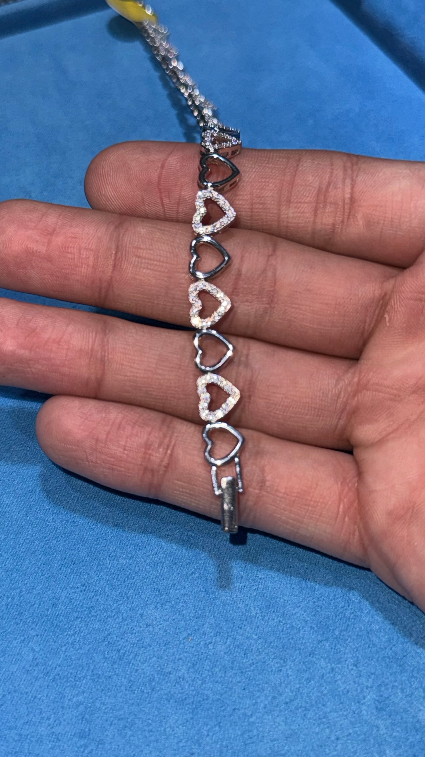 Pulso Corazones Moissanita Plata.925