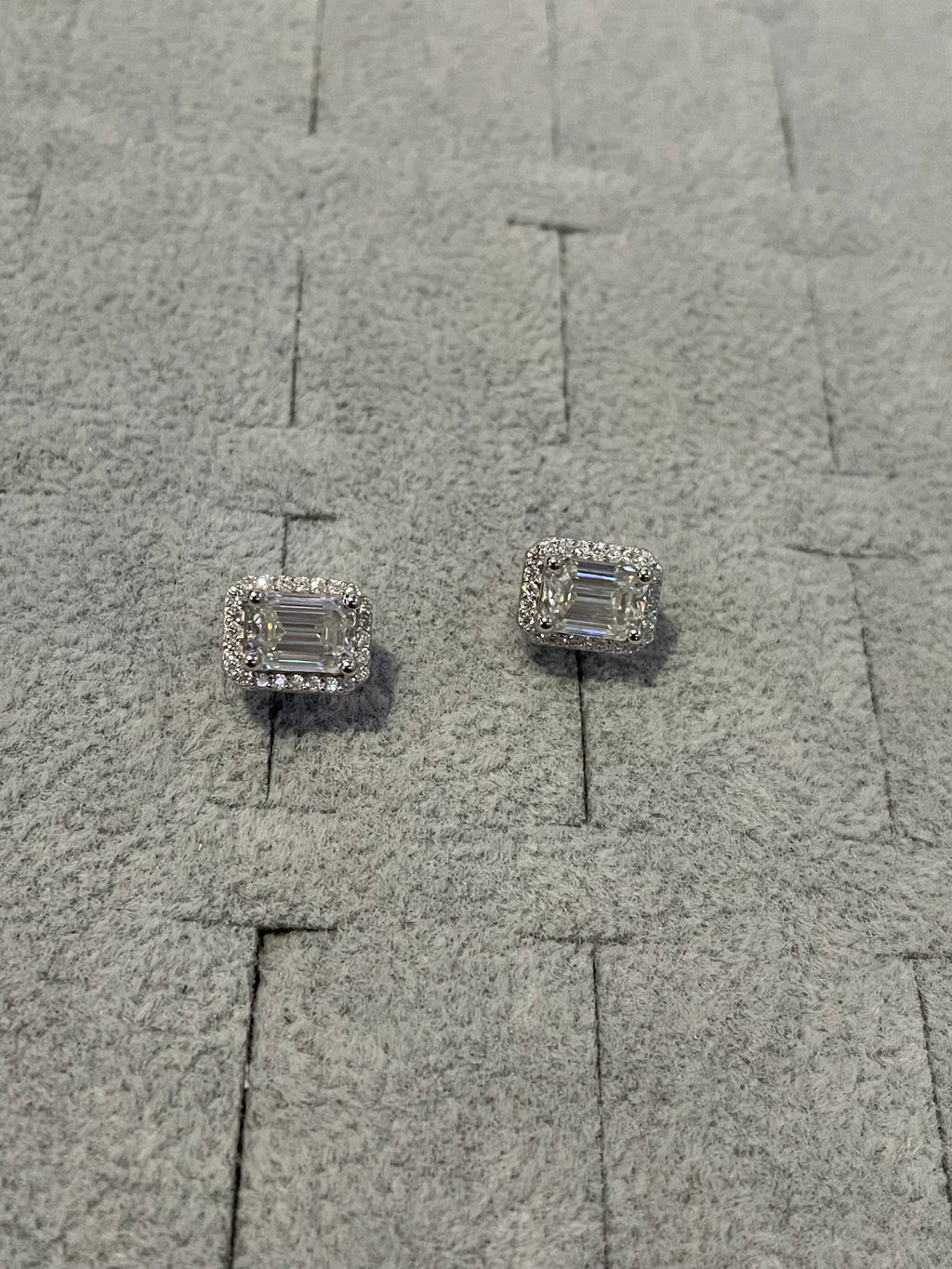 Moissanite baguette earrings