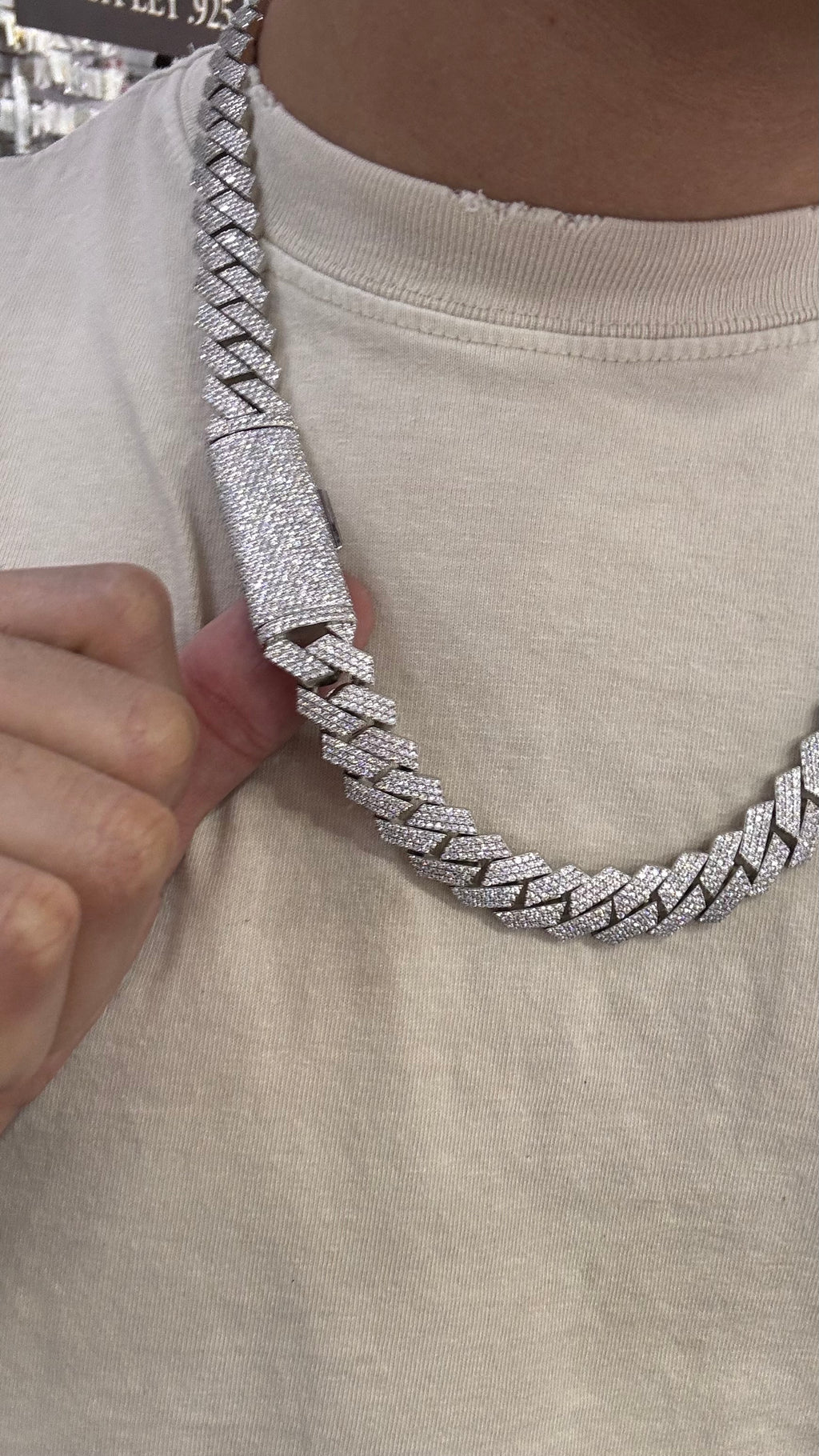 Cadena Miami Moissanita Plata.925