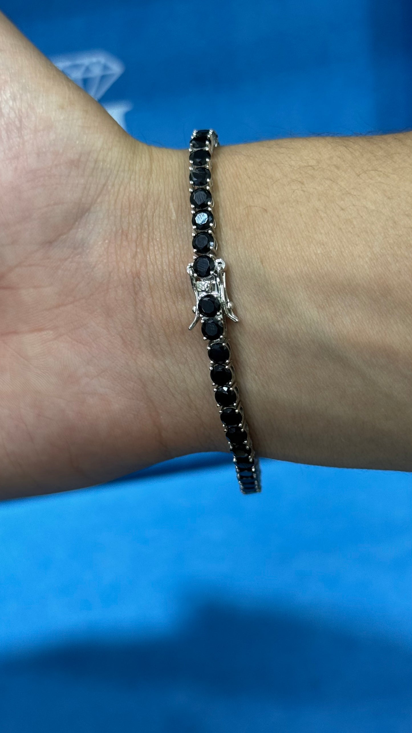 Pulso Tennis Black Plata.925