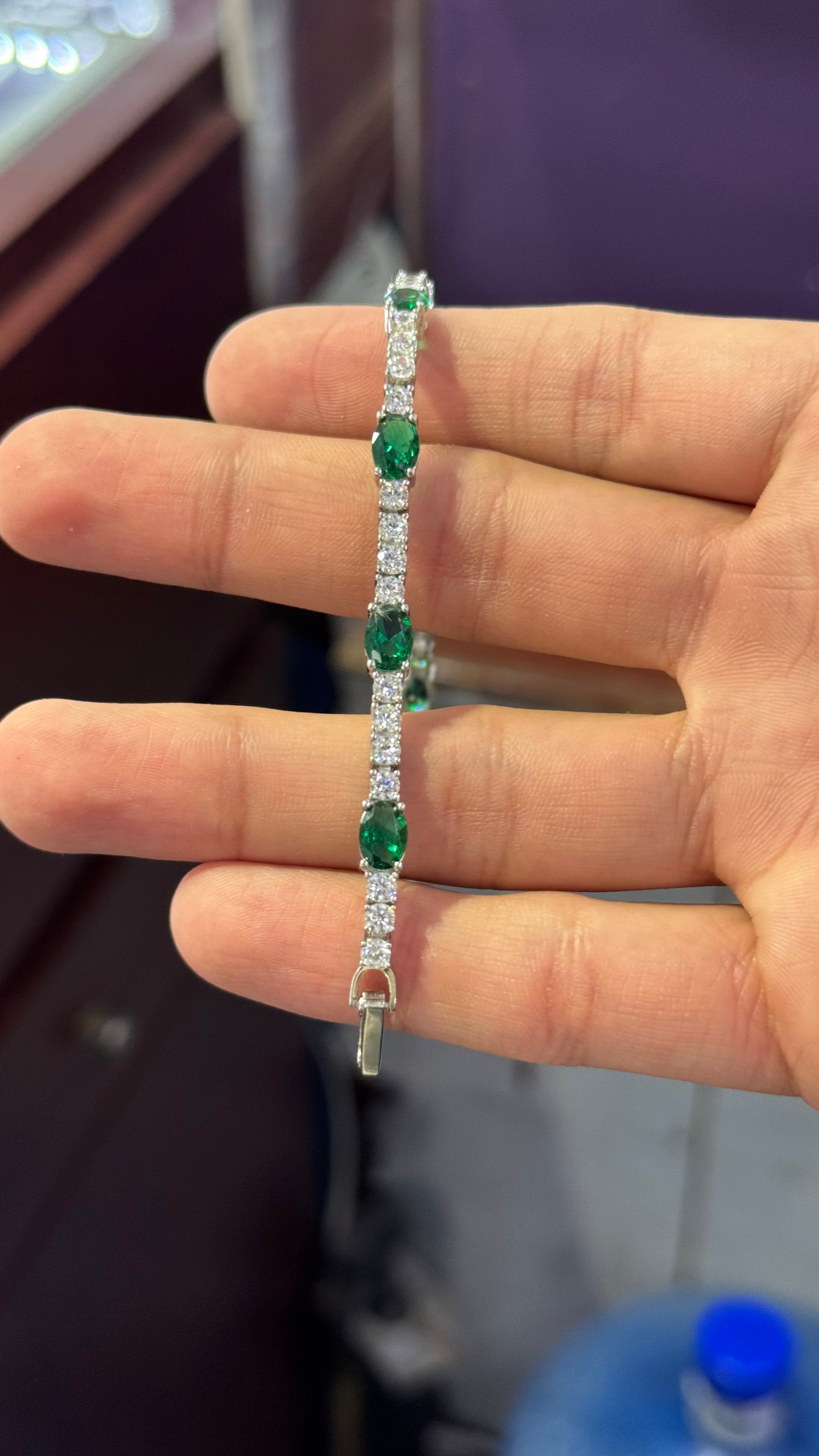 Pulso Corte Esmeralda Plata.925