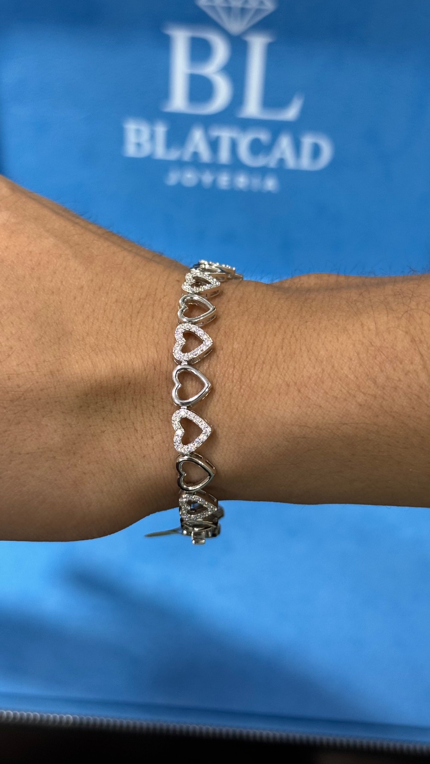 Pulso Corazones Moissanita Plata.925