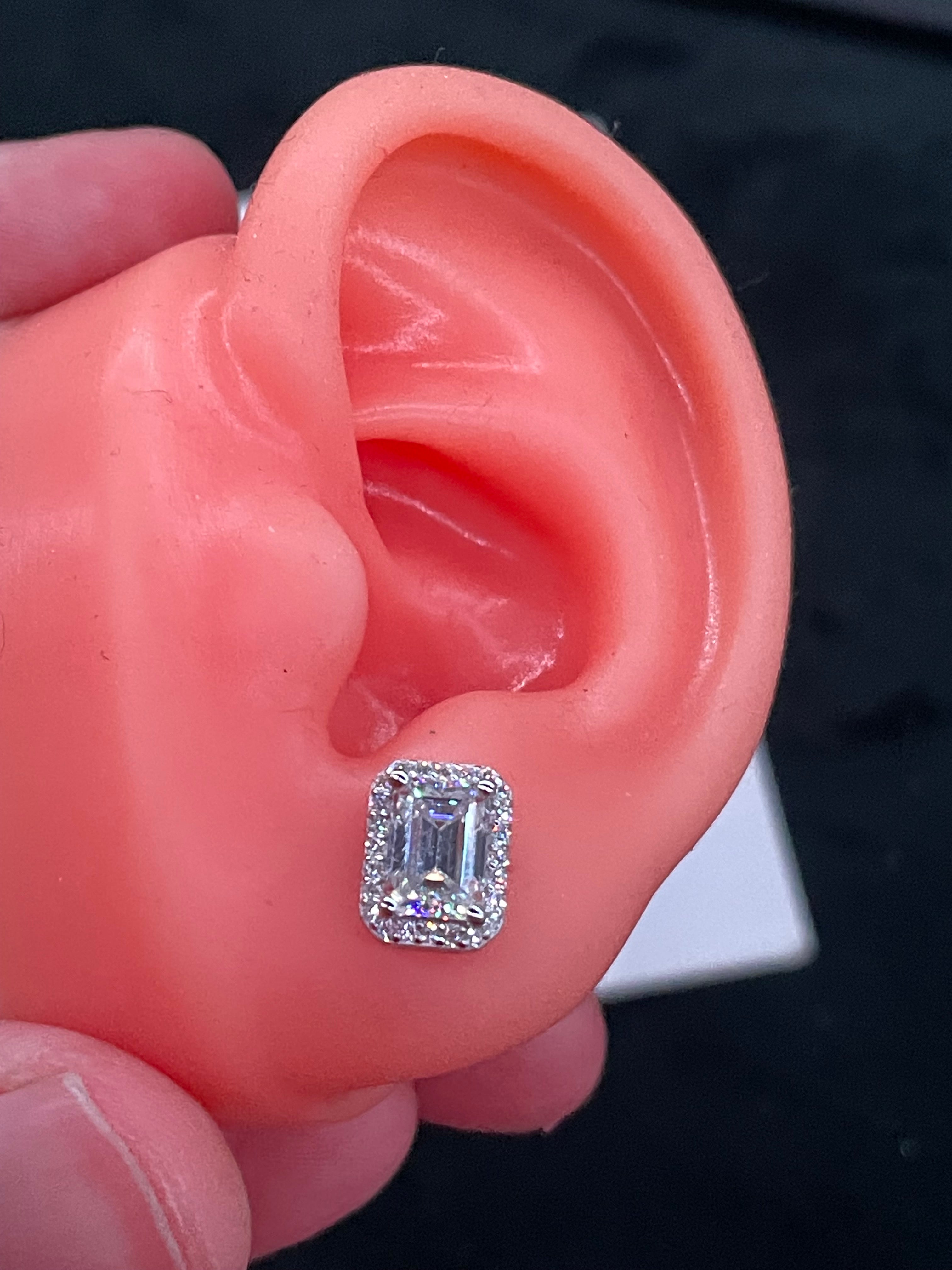 Aretes Baguette Moissanita Plata.925