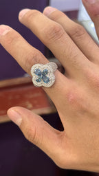 Anillo Trébol Moissanita Plata.925