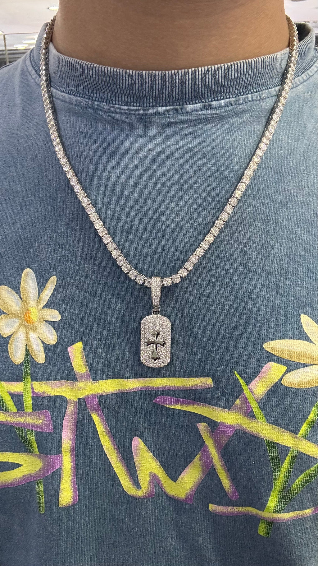 Dije Cruz Moissanita Plata.925