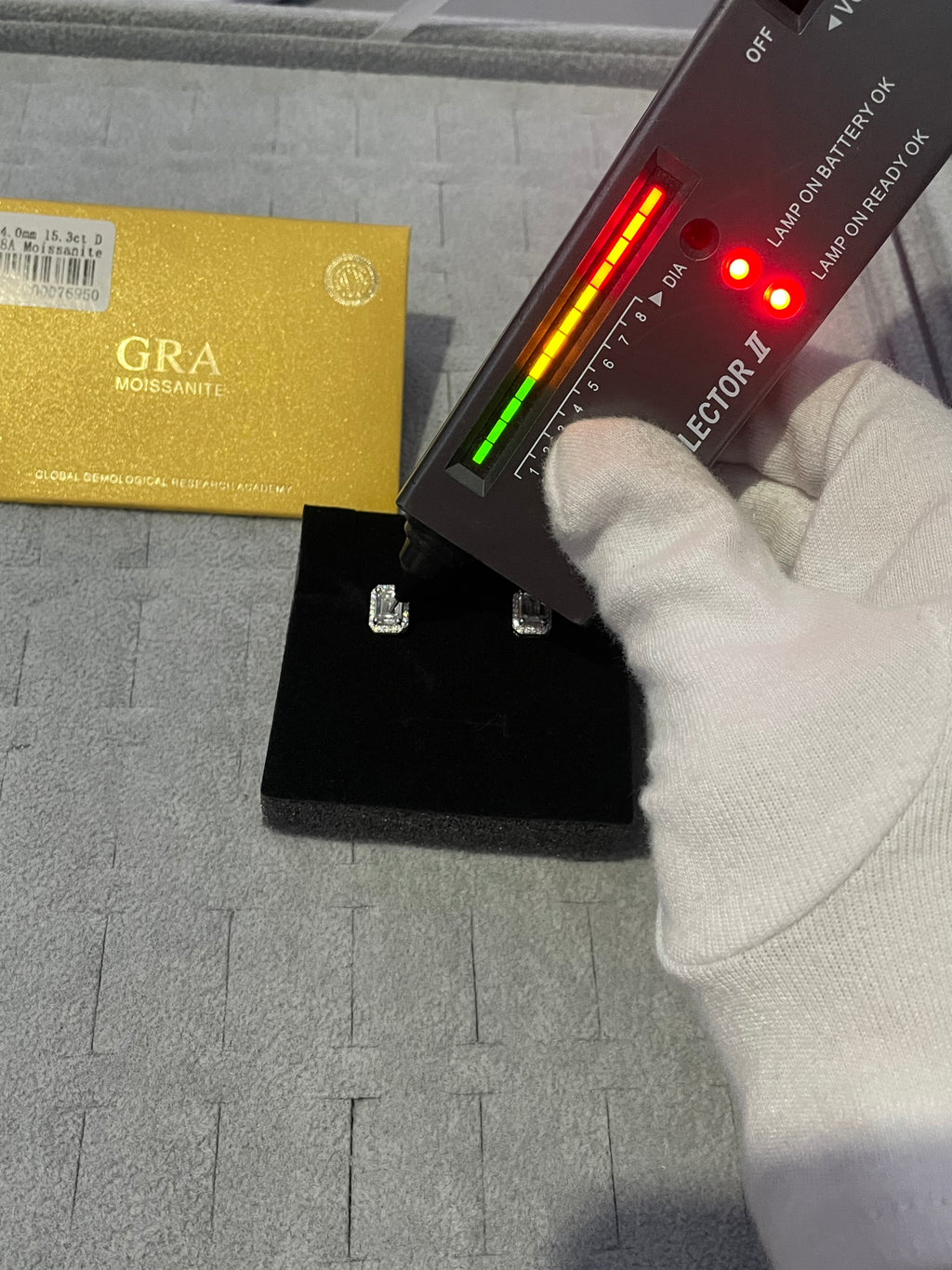 Moissanite baguette earrings