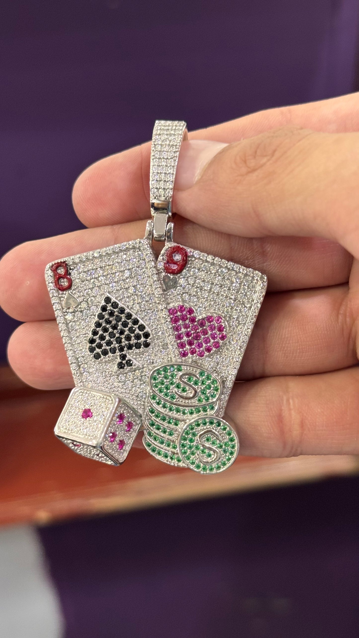 Dije Cartas Moissanita Plata.925