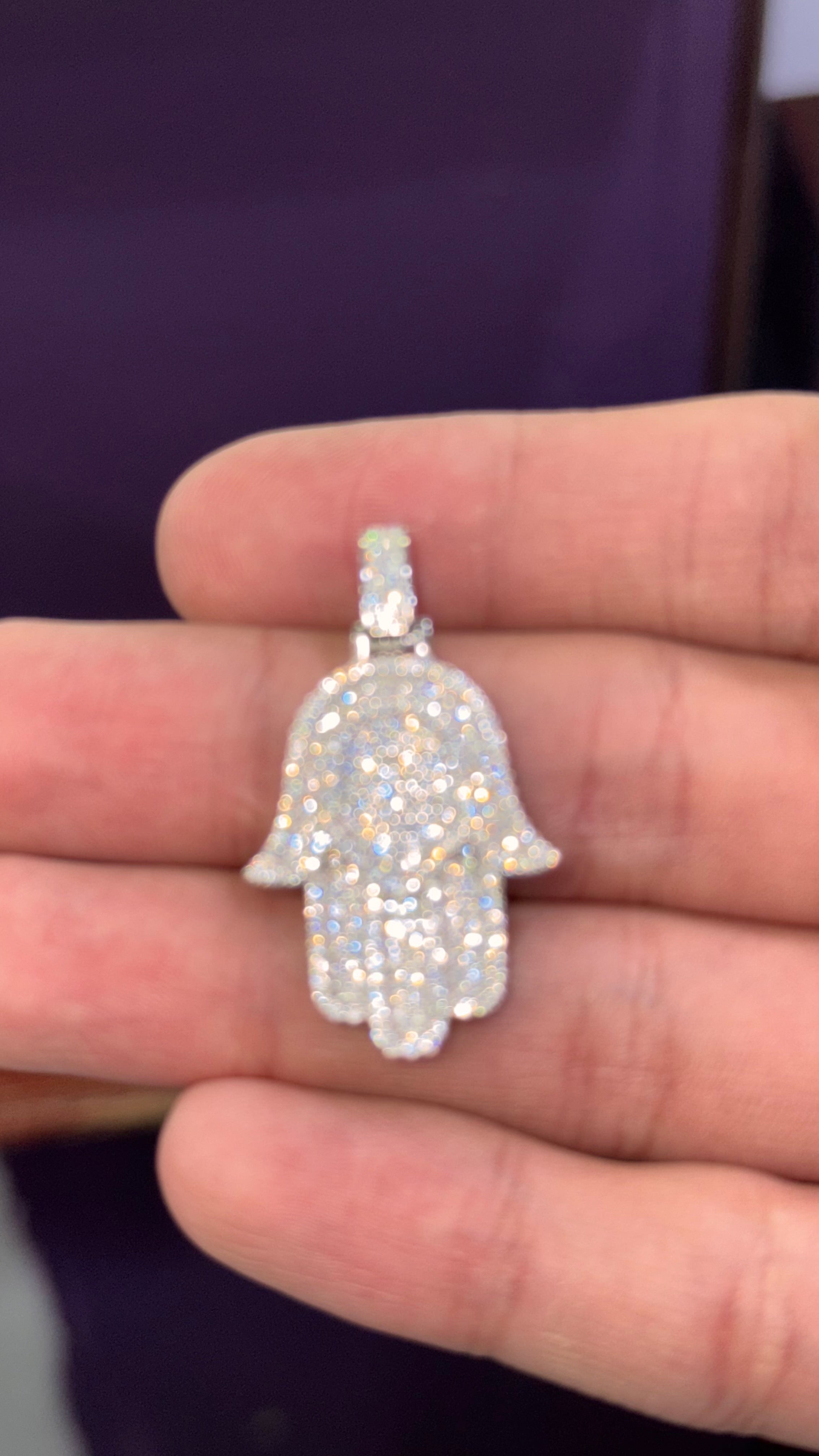 Dije Mano De Fátima Moissanita Plata.925