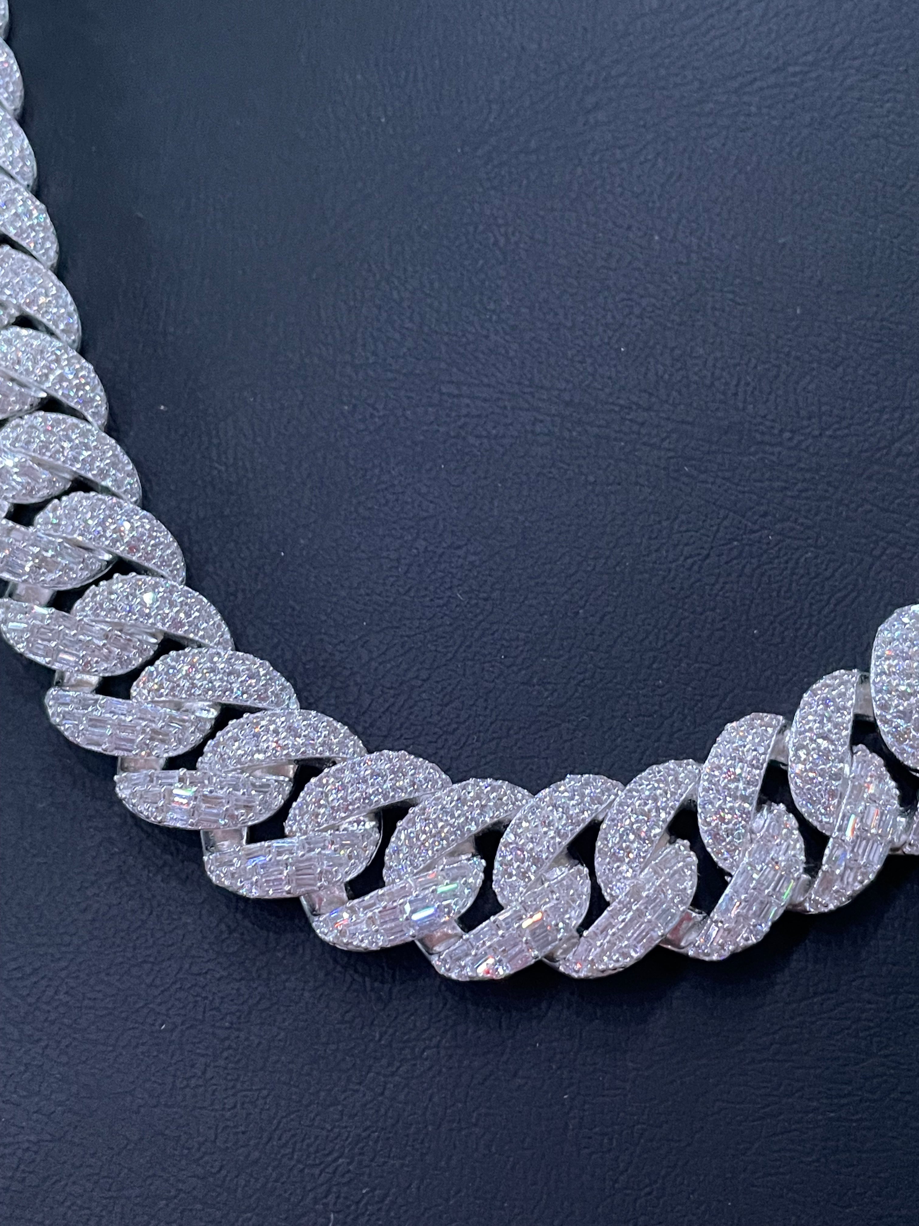 925 Silver Miami Baguette Chain