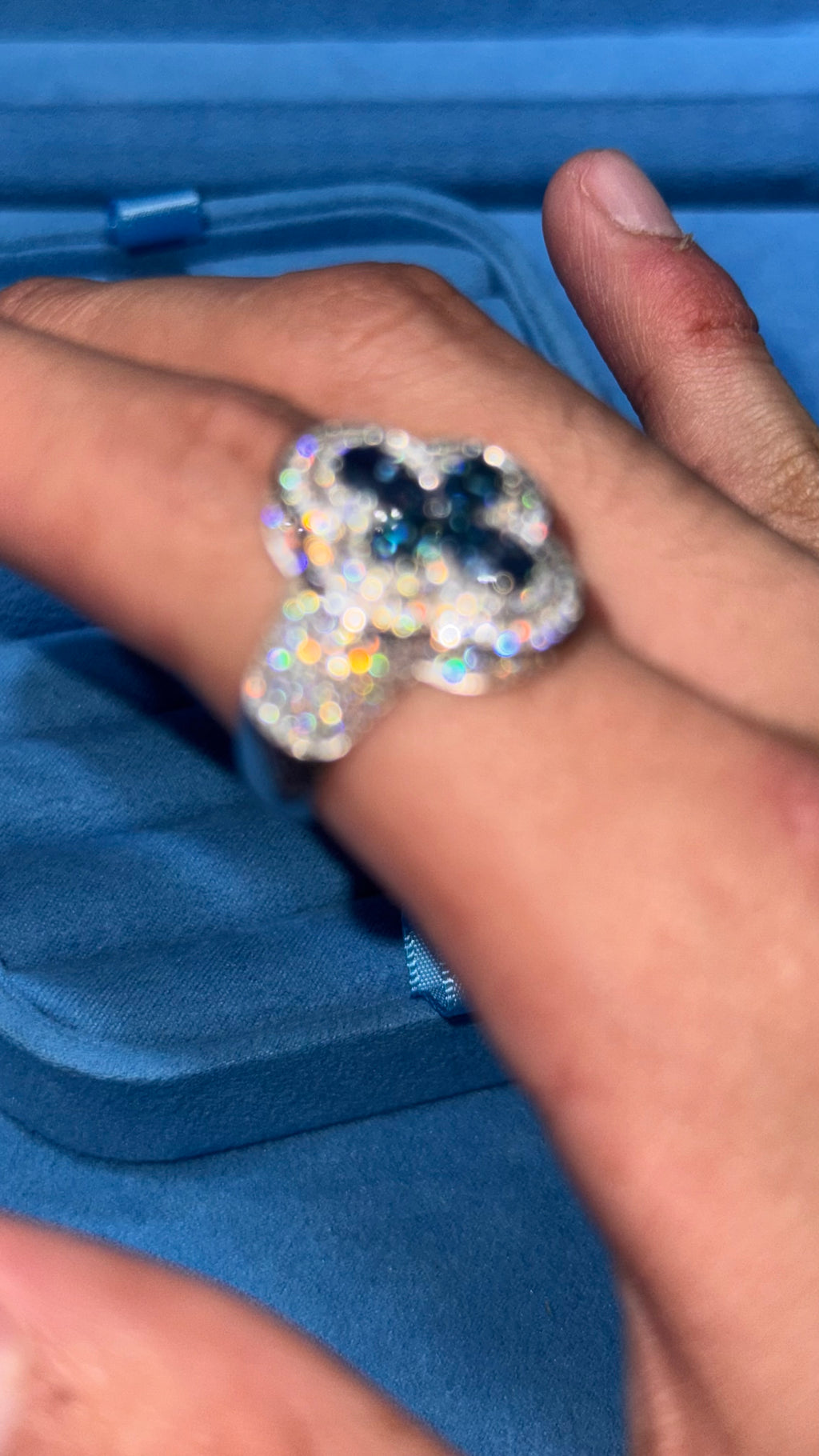 Anillo Trébol Moissanita Plata.925