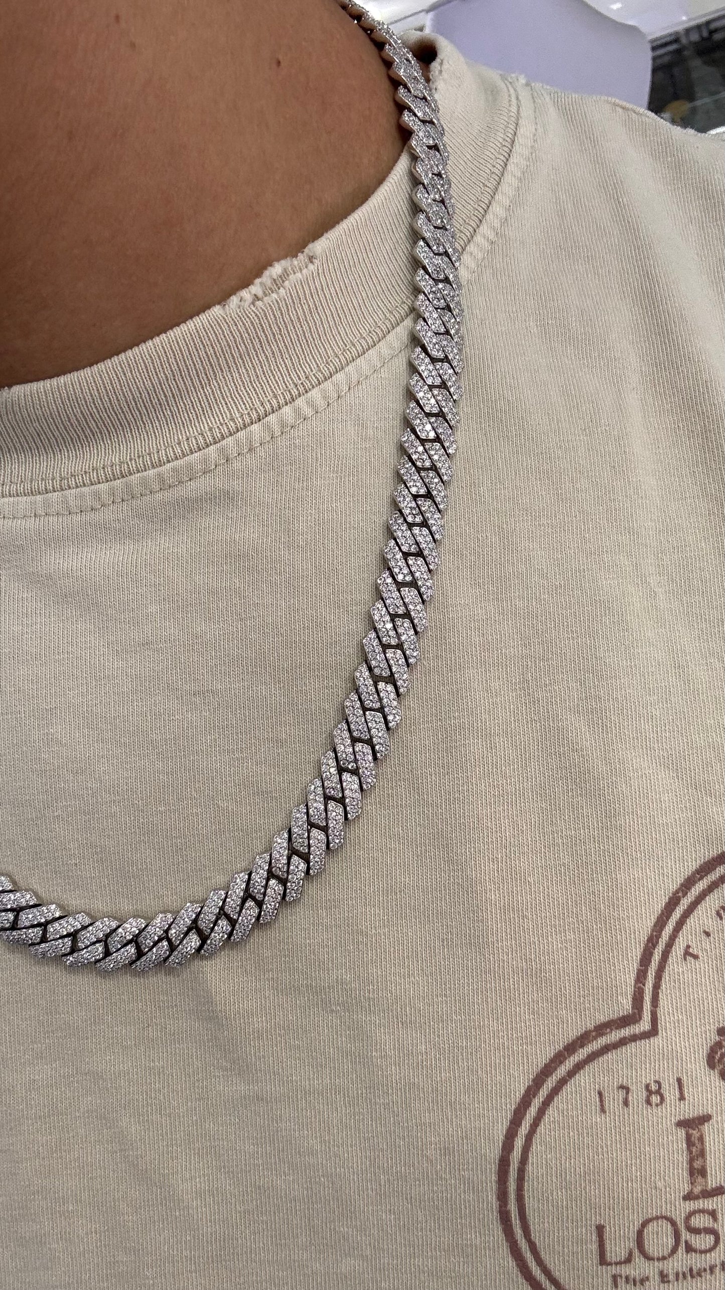 Cadena Miami Moissanita Plata.925