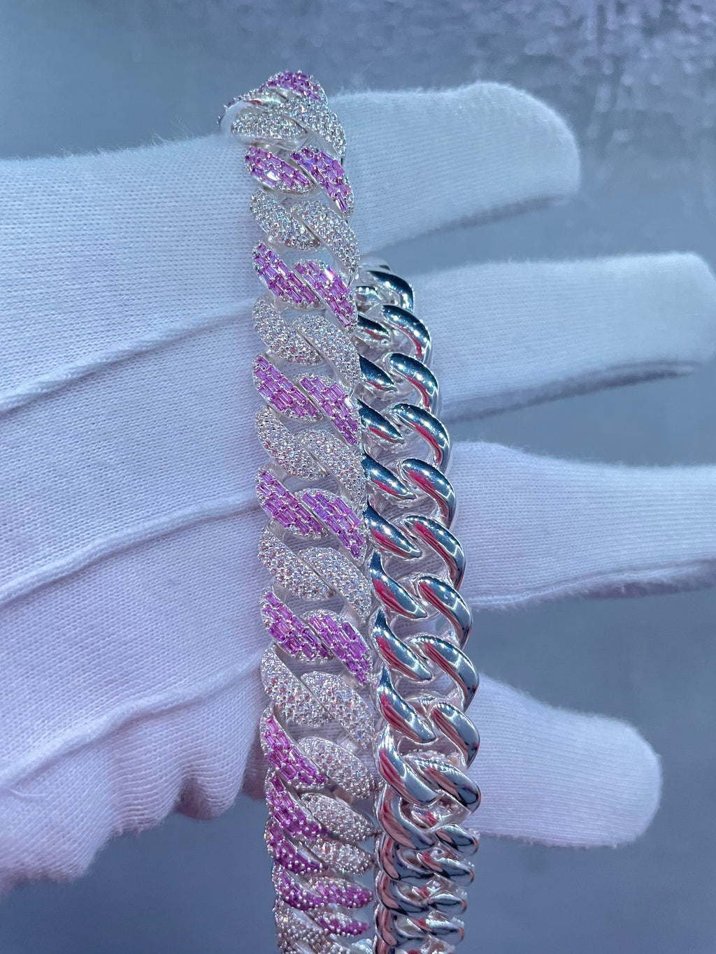 925 Silver Miami Baguette Chain