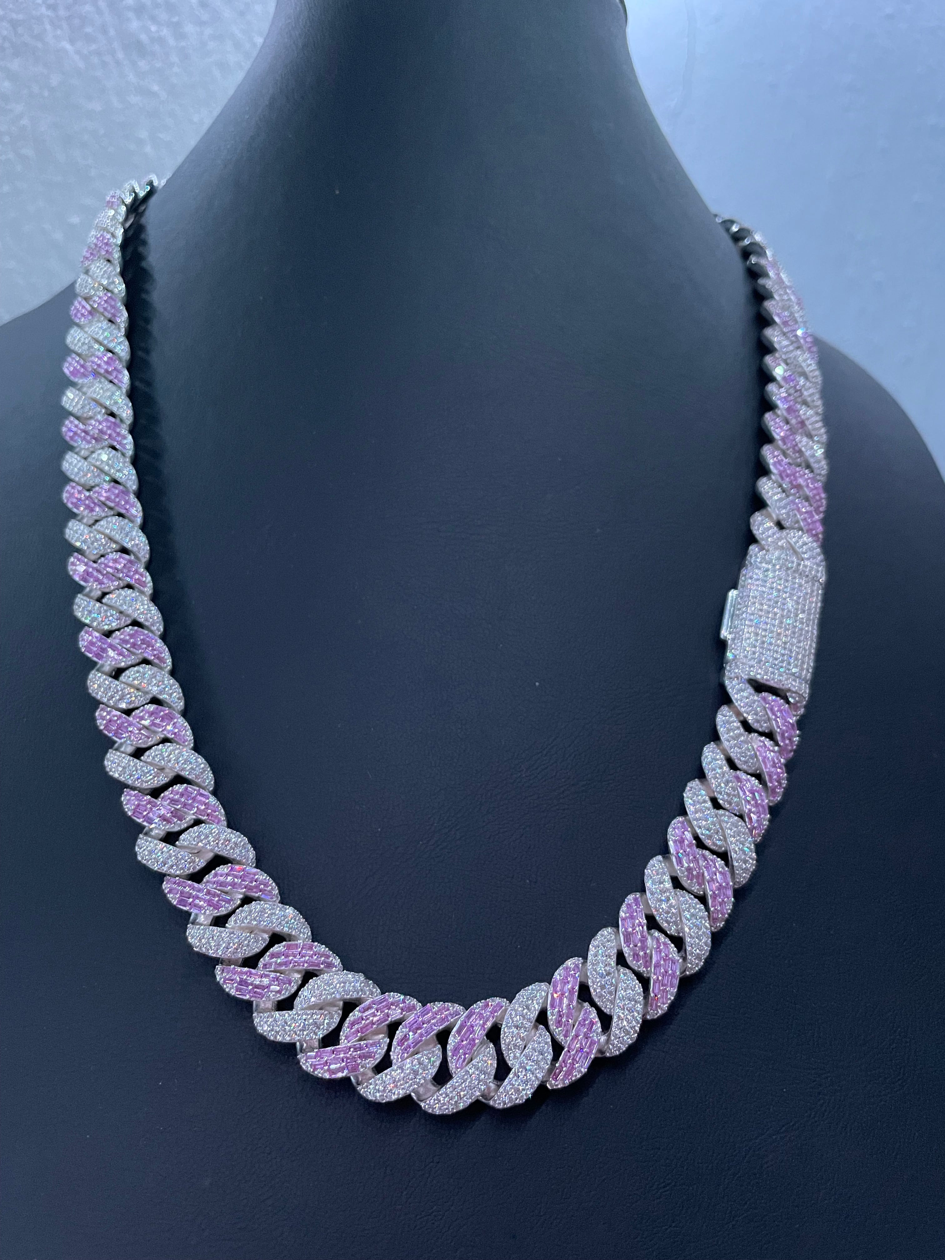 925 Silver Miami Baguette Chain