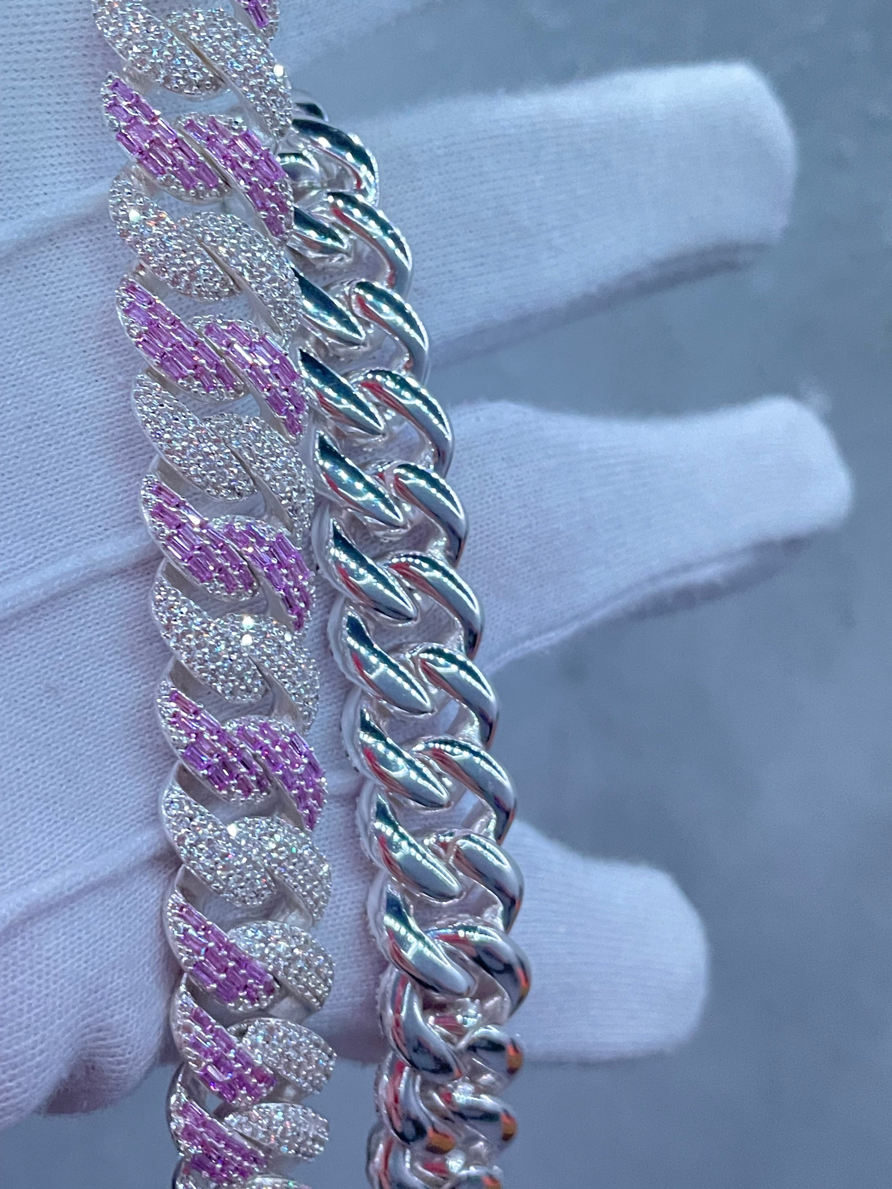 925 Silver Miami Baguette Chain