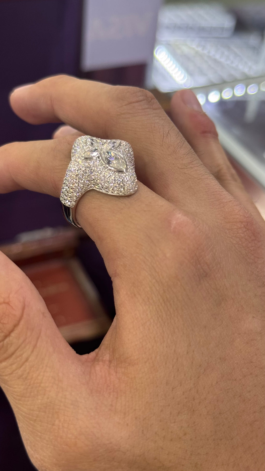 Anillo Cruz Moissanita Plata.925