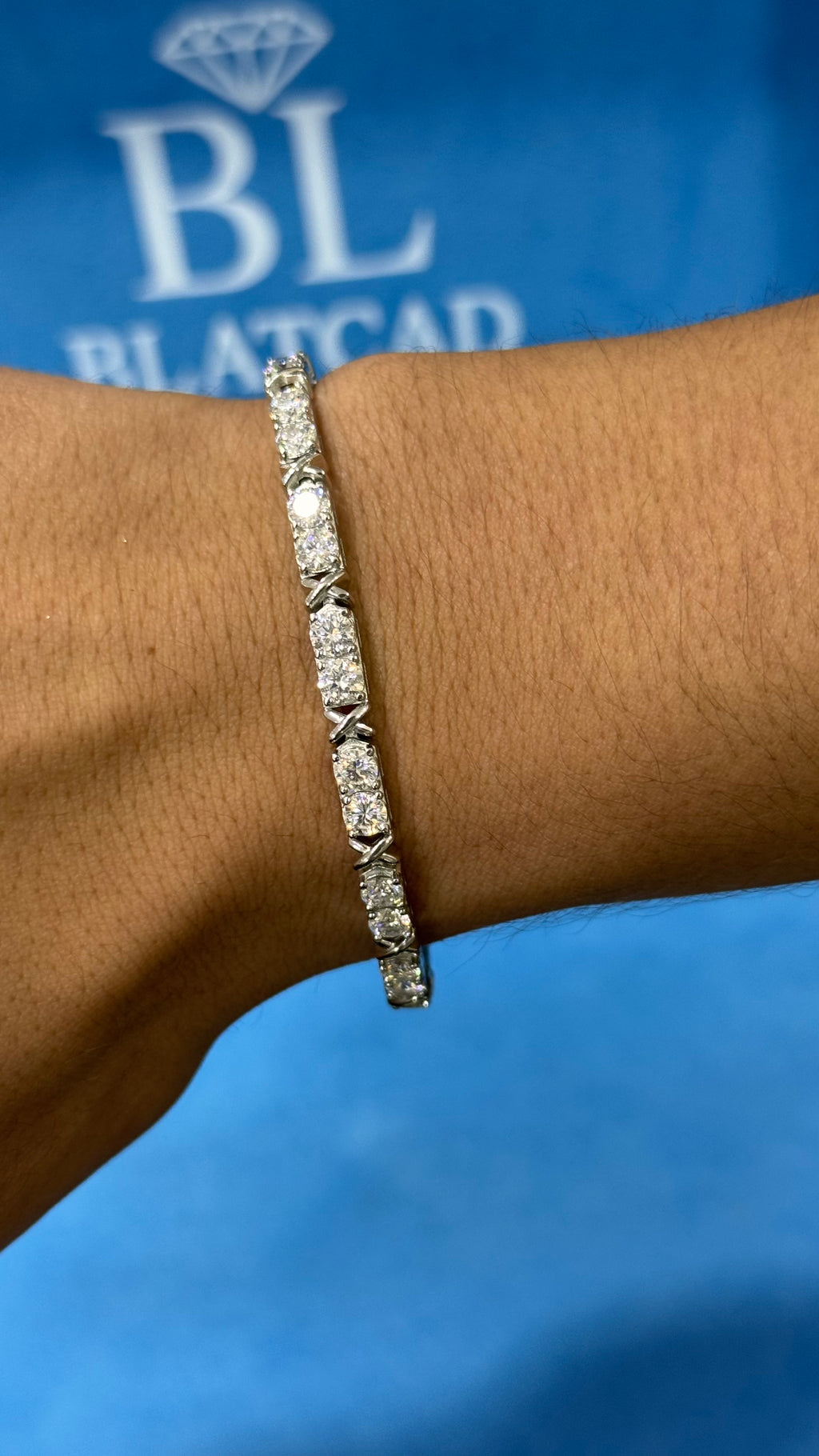Pulso Tennis X Moissanita Plata.925
