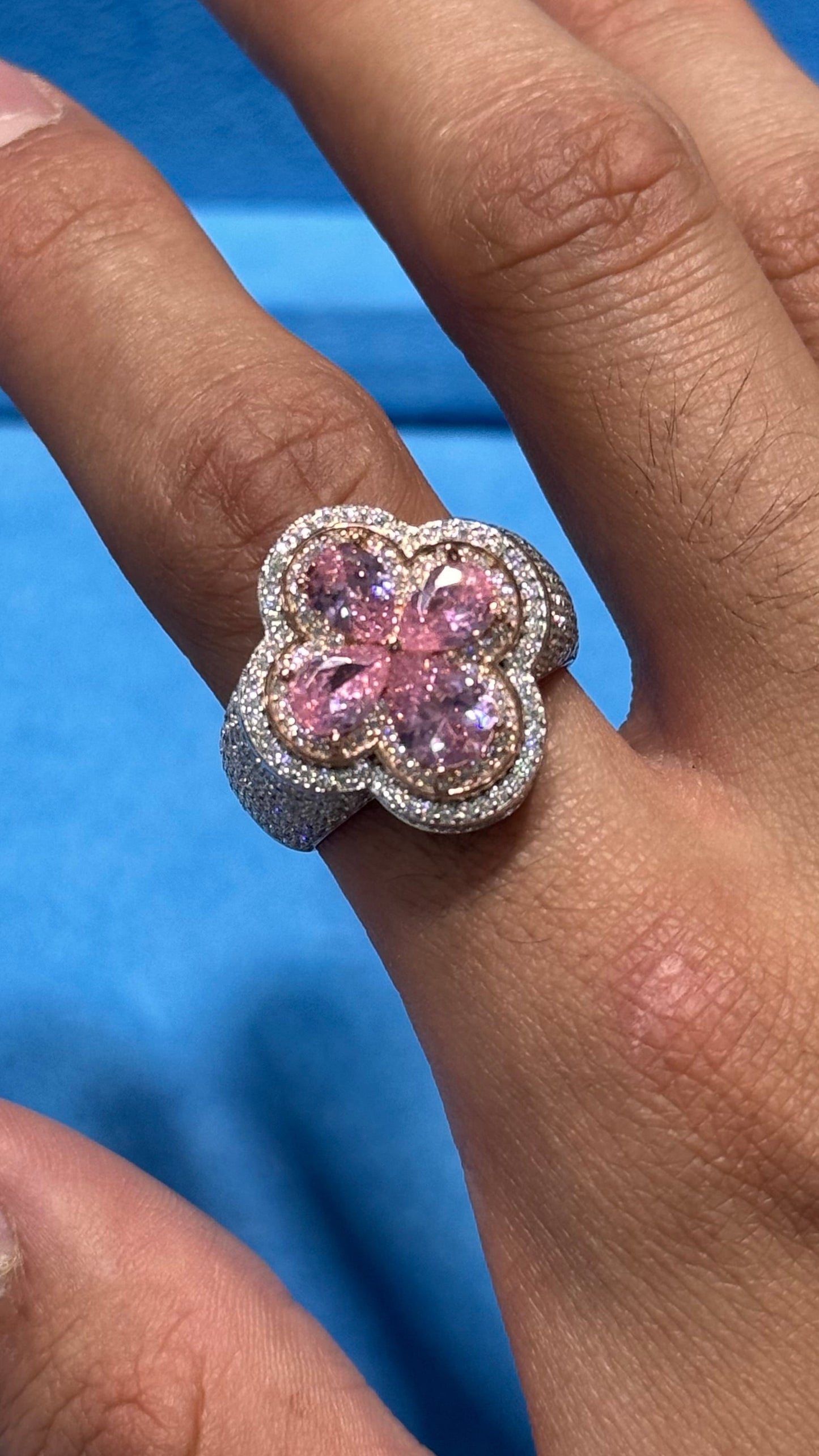 Anillos Trébol Moissanita Plata.925