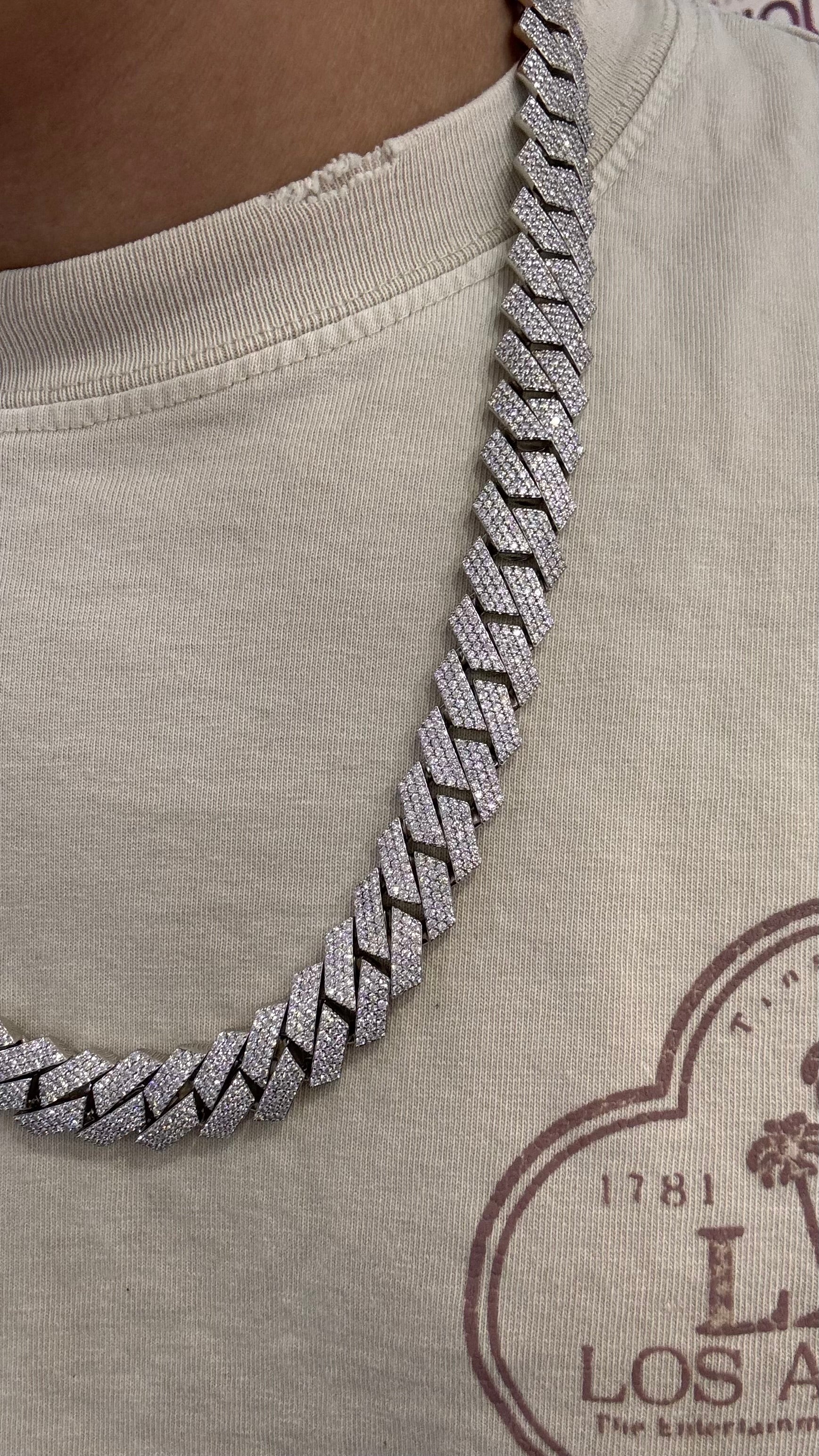 Cadena Miami Moissanita Plata.925