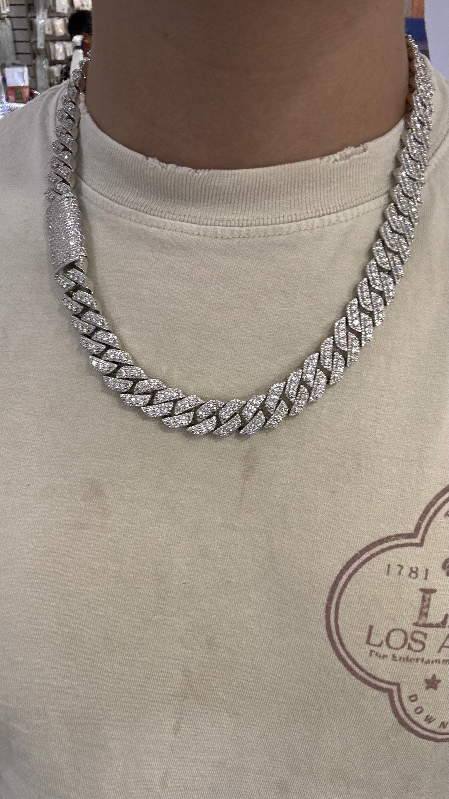 Cadena Miami Moissanita Plata.925