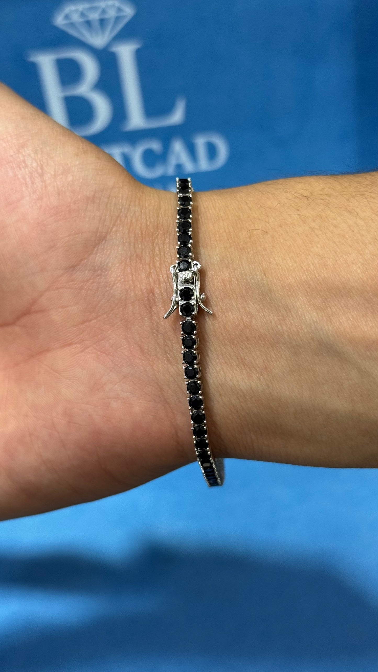 Pulso Tennis Black Plata.925